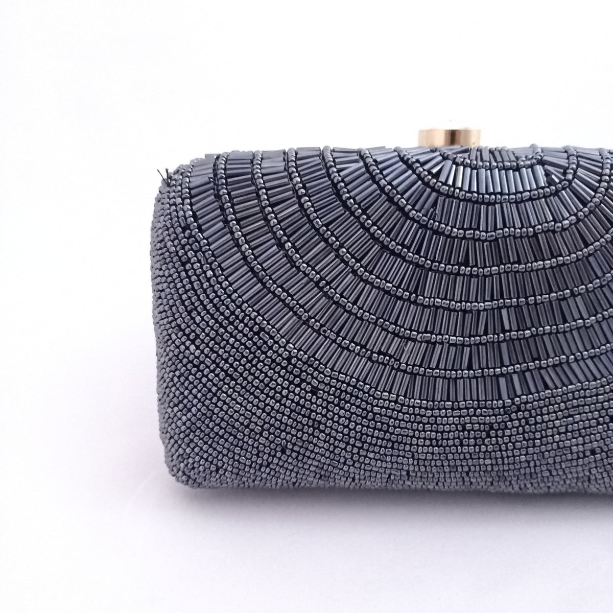 Grey beaded clutch