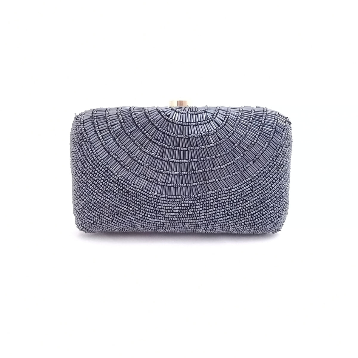 Grey beaded clutch