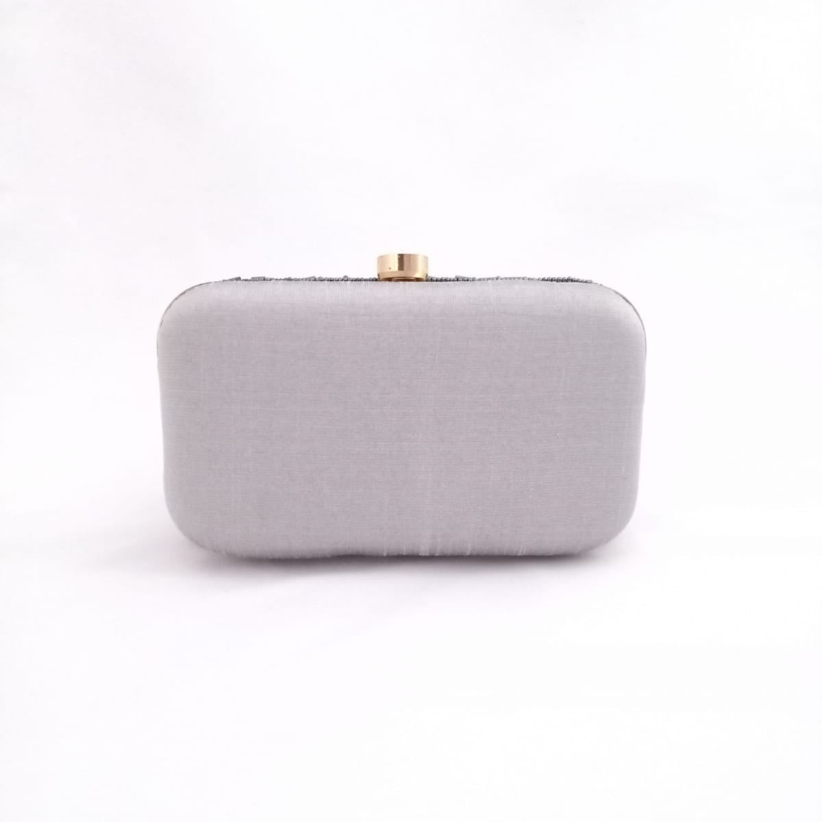 Grey beaded clutch