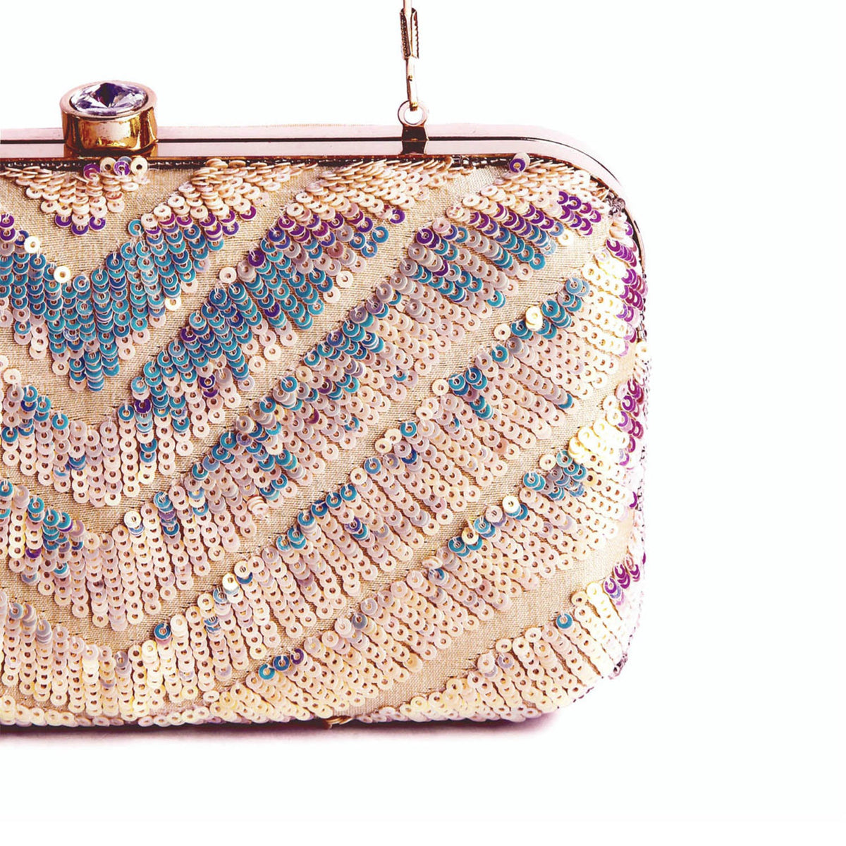 Radiant shimmer handembroidered clutch