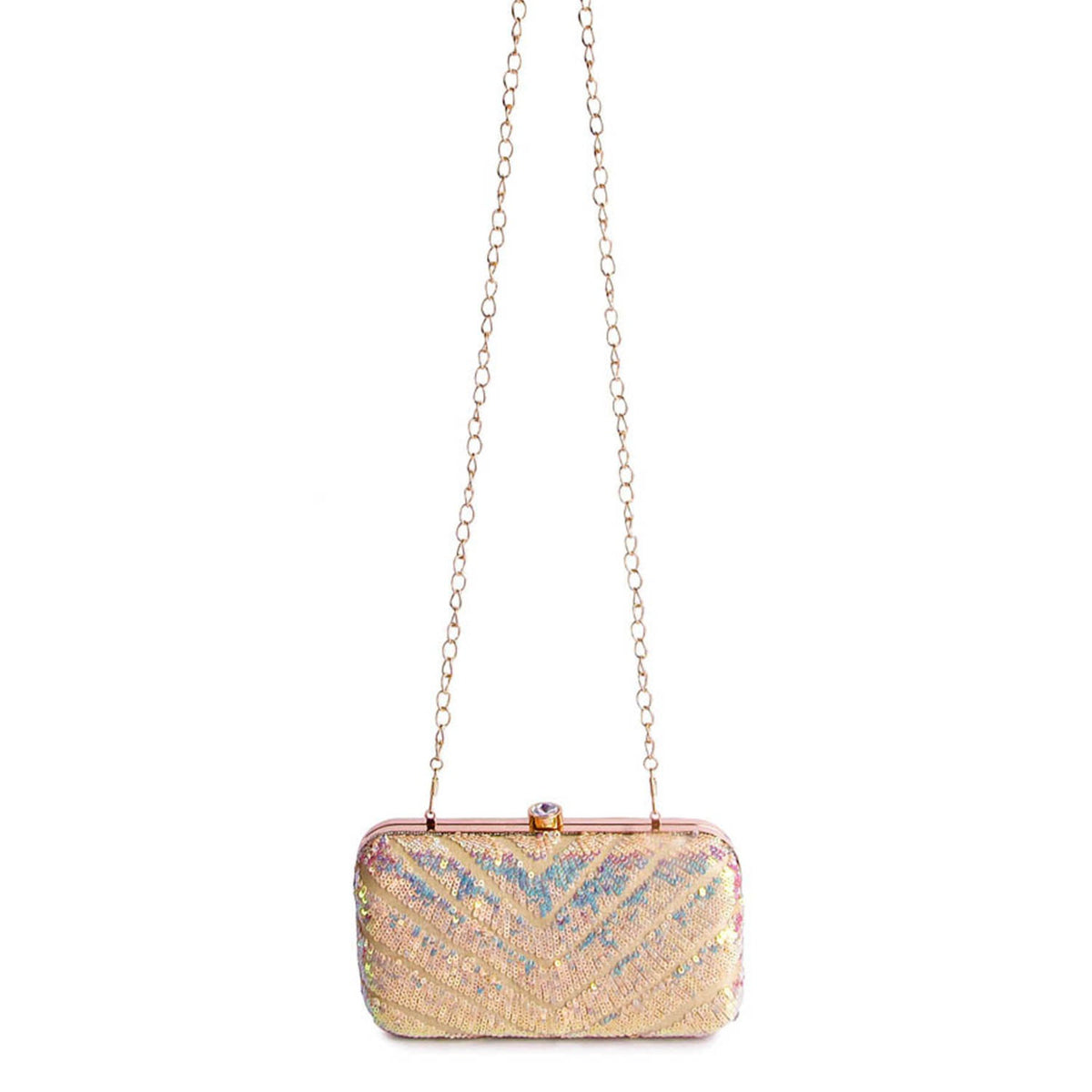 Radiant shimmer handembroidered clutch