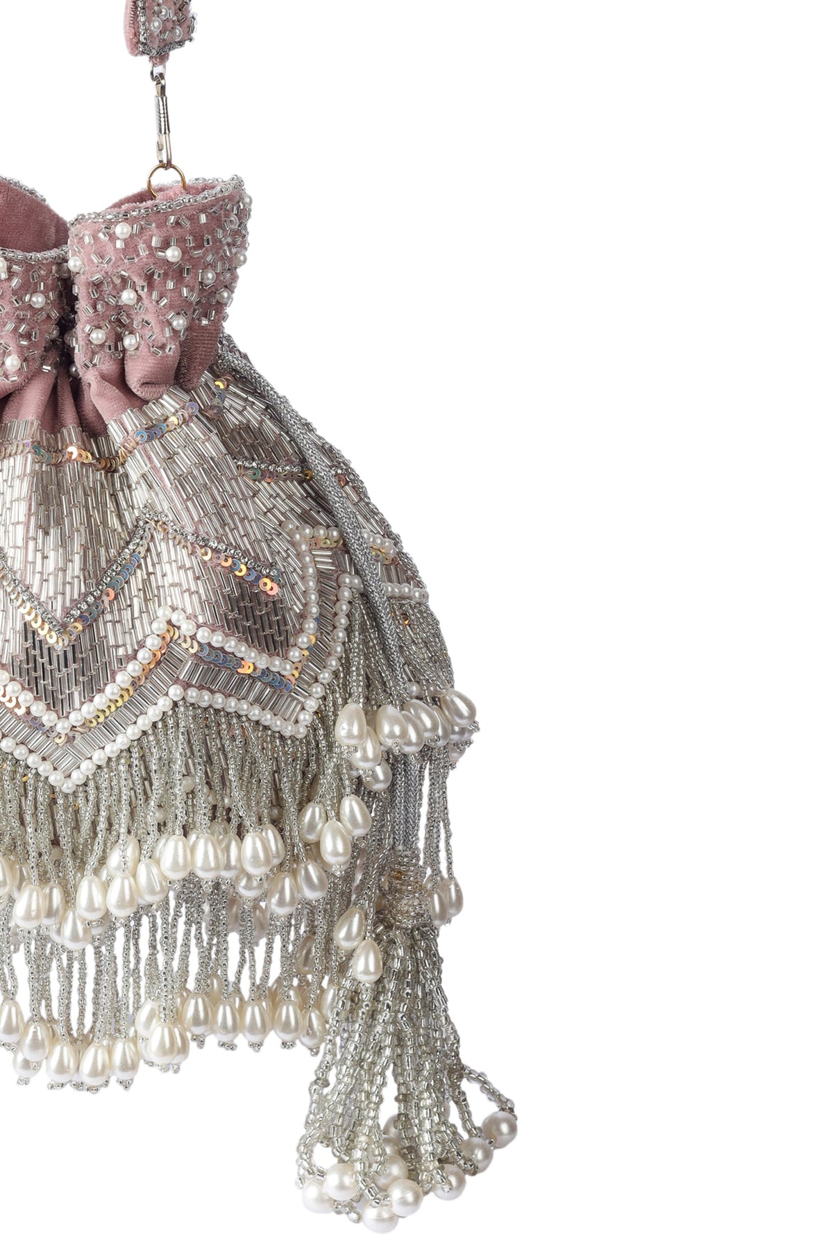 Peri pearl tassel handembroidered potli