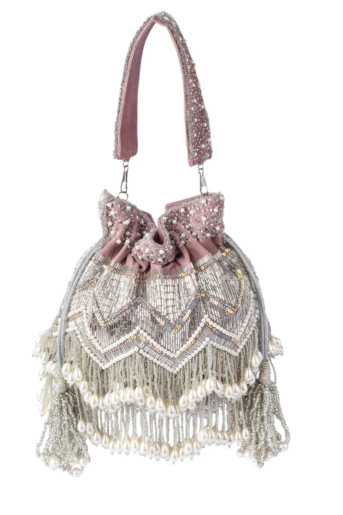 Peri pearl tassel handembroidered potli