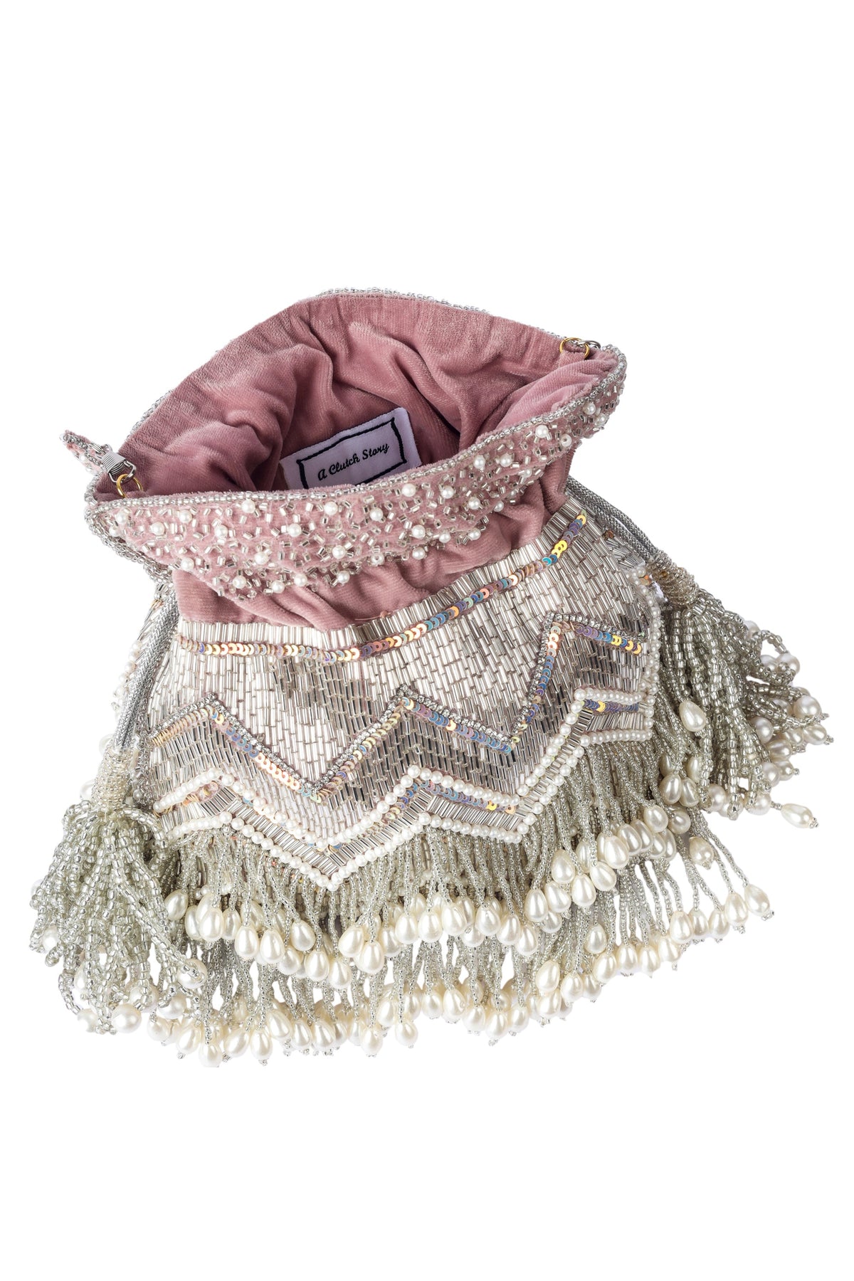 Peri pearl tassel handembroidered potli