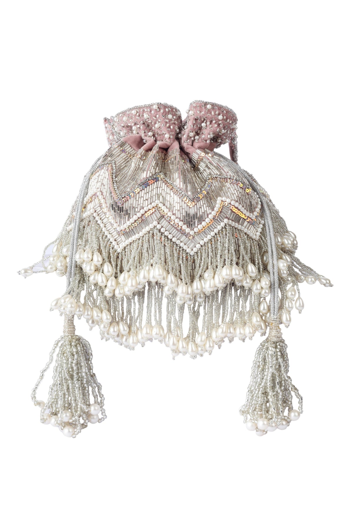 Peri pearl tassel handembroidered potli