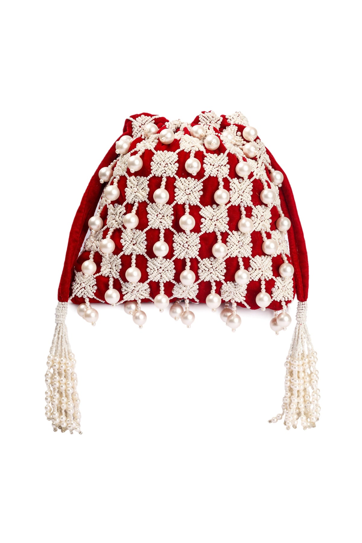 Rubysome pearl tassel handembroidered potli