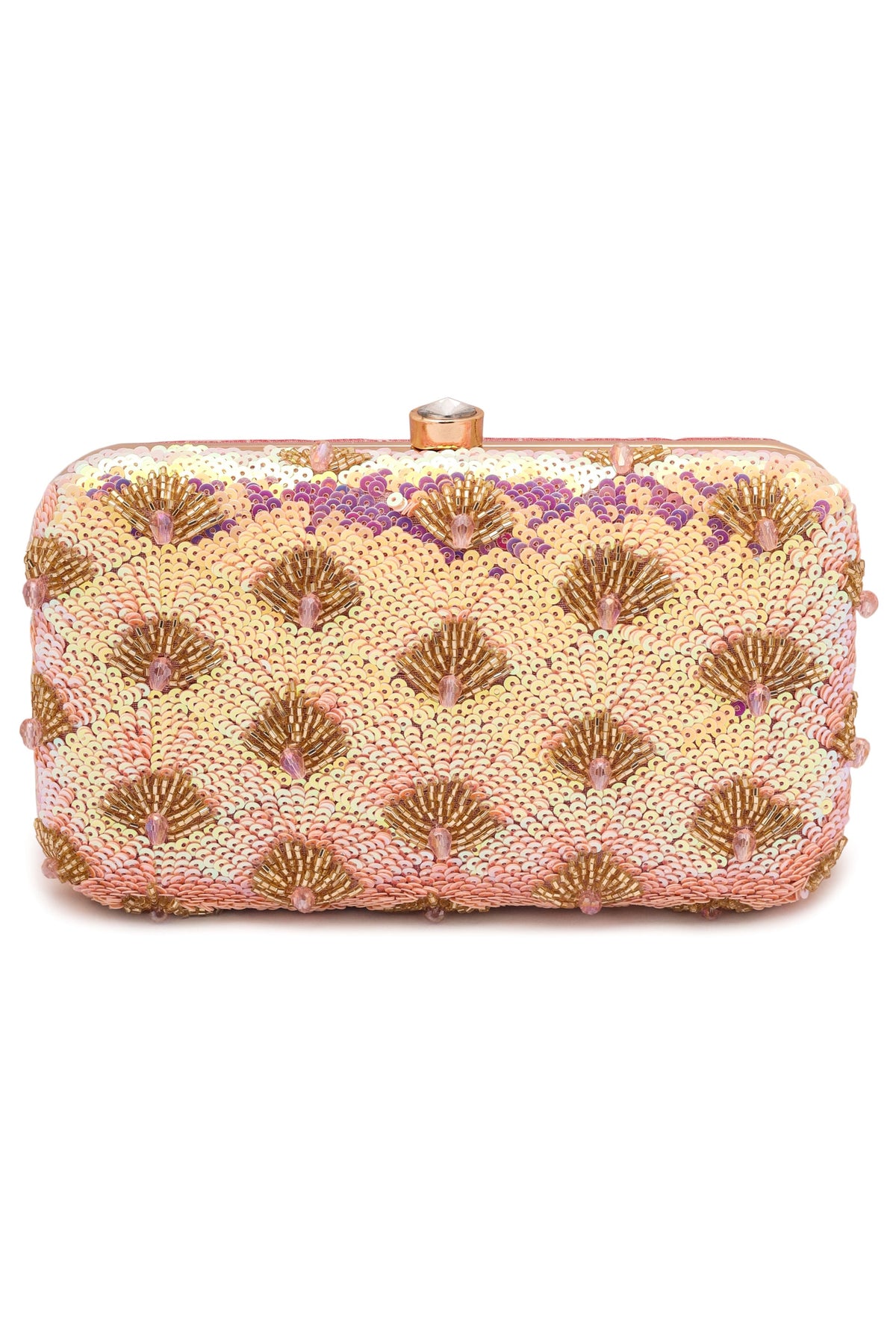 Prism rainbow hand embroidered clutch