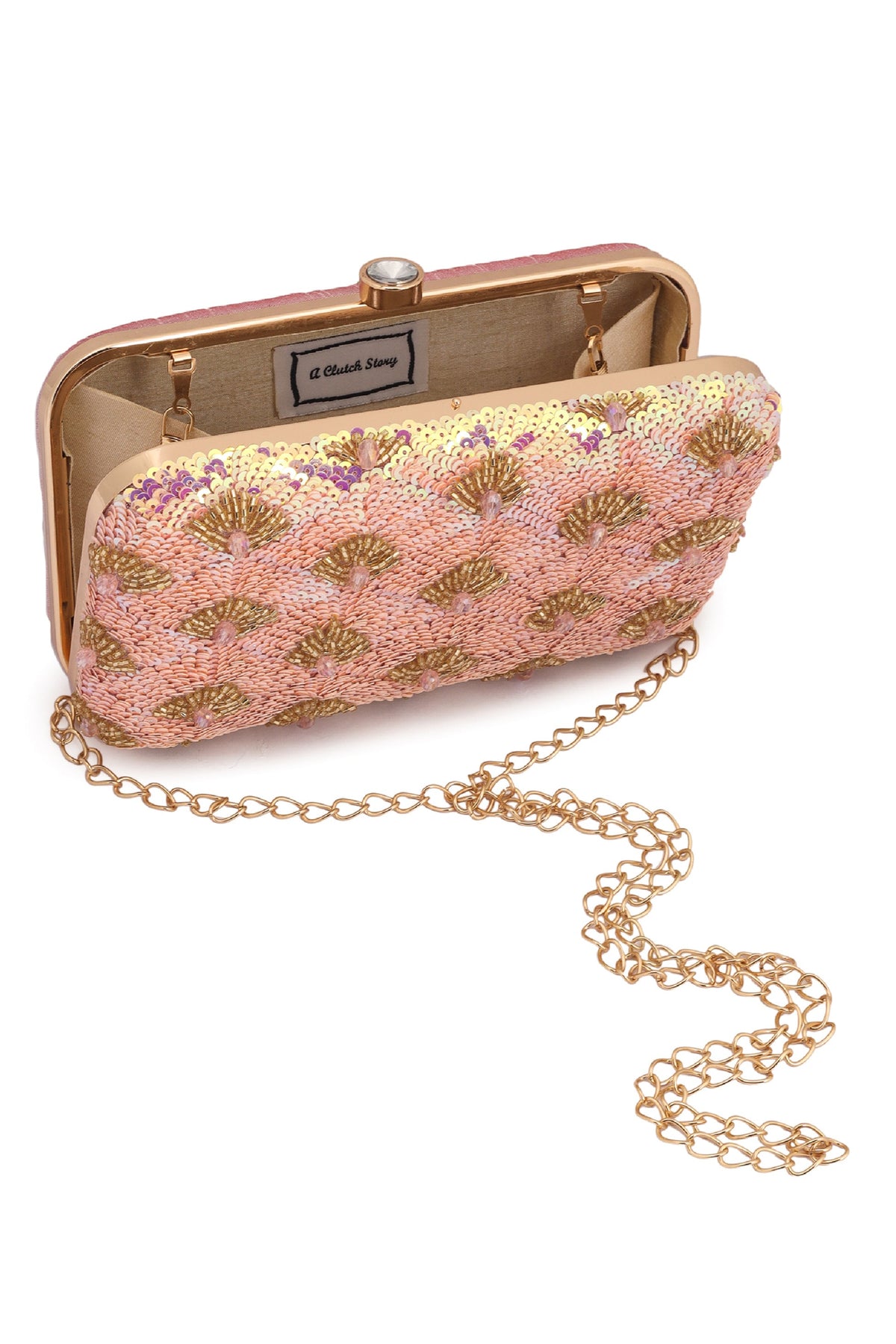 Prism rainbow hand embroidered clutch
