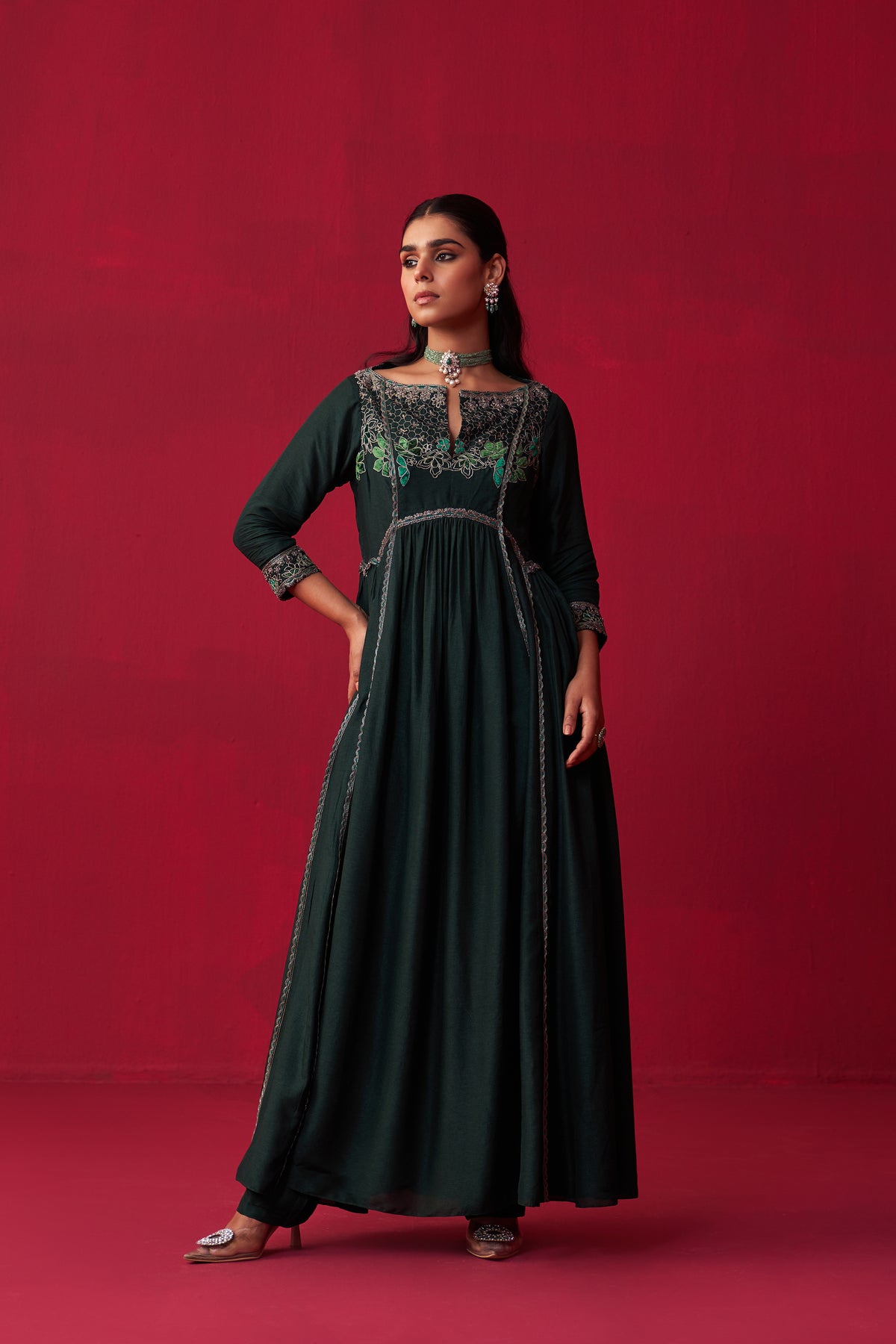 Green Natures Bounty Long Kurta Set