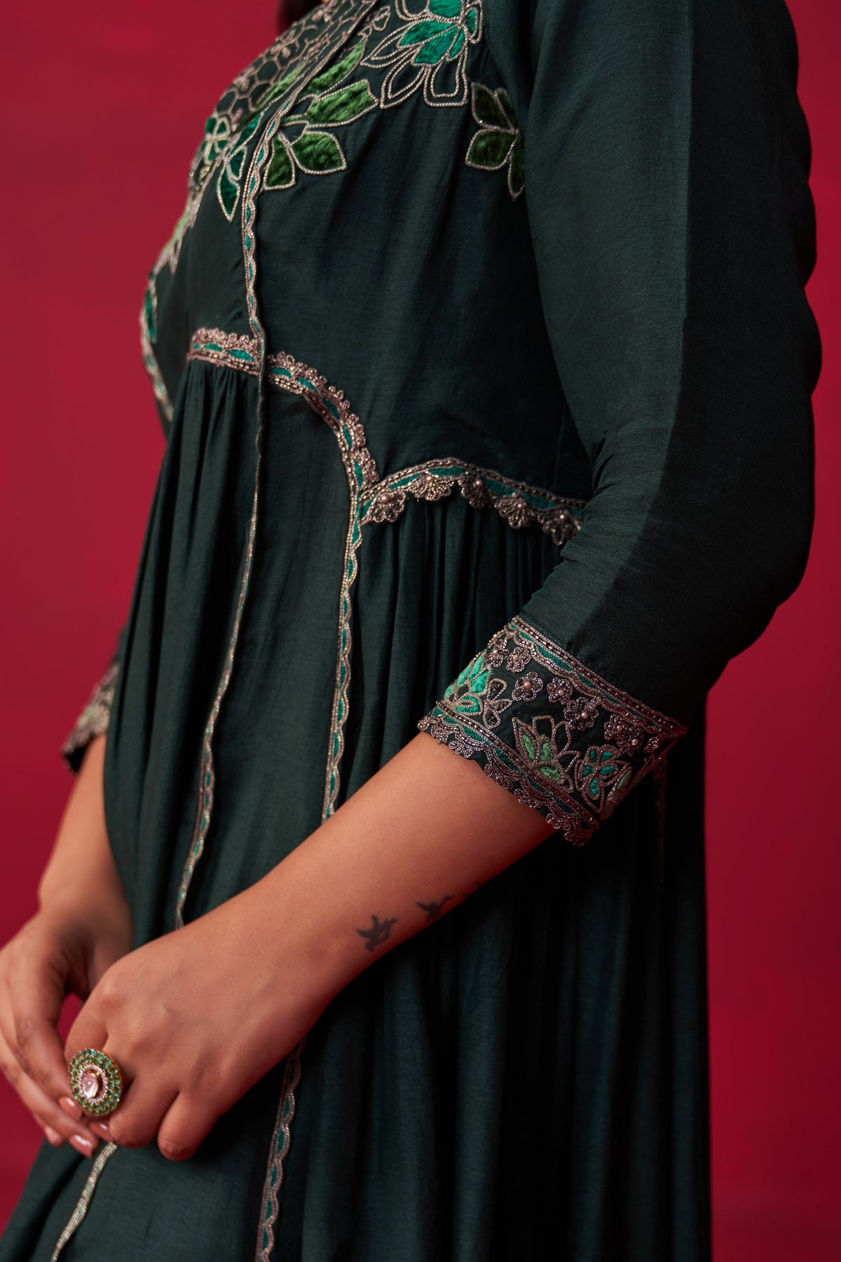 Green Natures Bounty Long Kurta Set