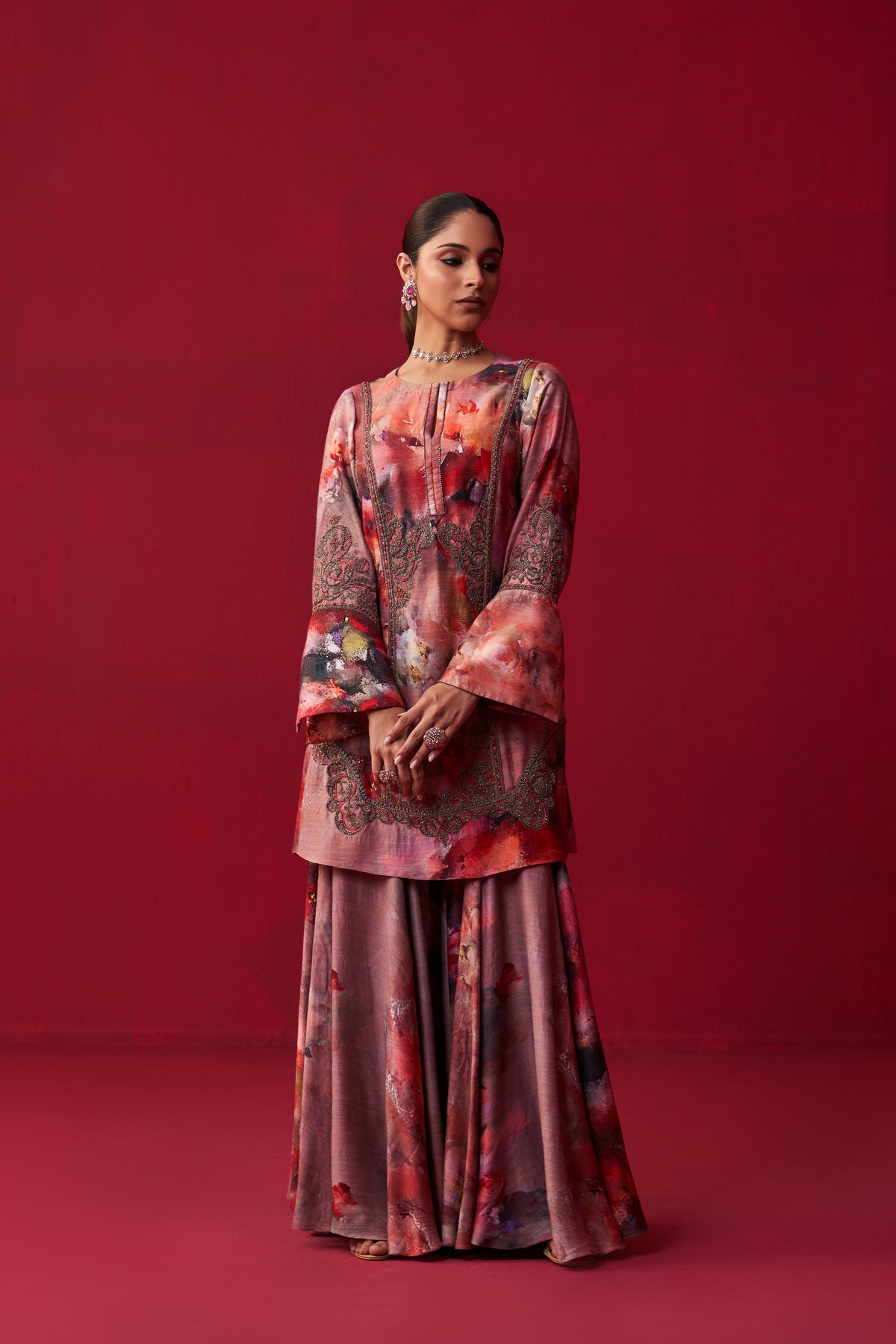 Floral Metallic Bliss Sharara Set