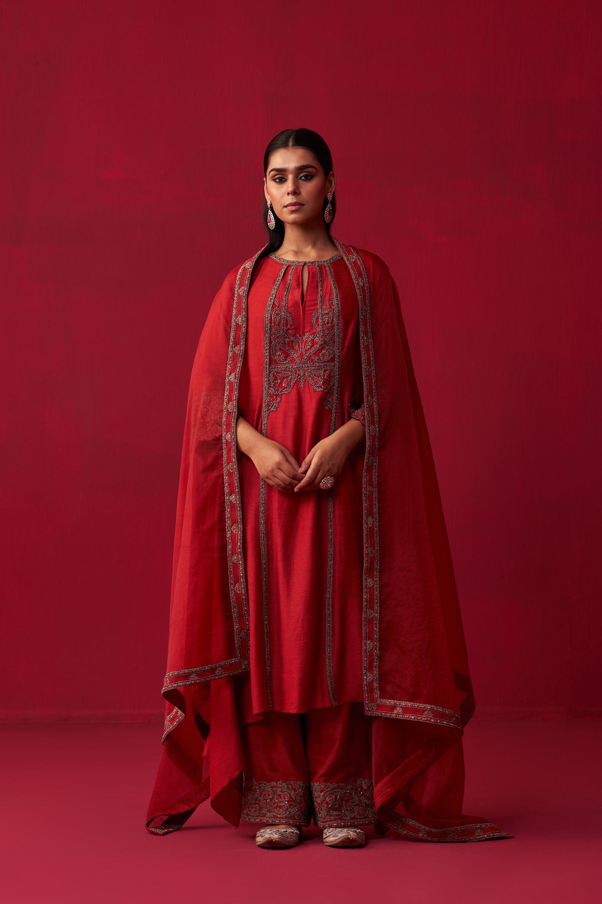 Red Metallic Bliss Kurta Set