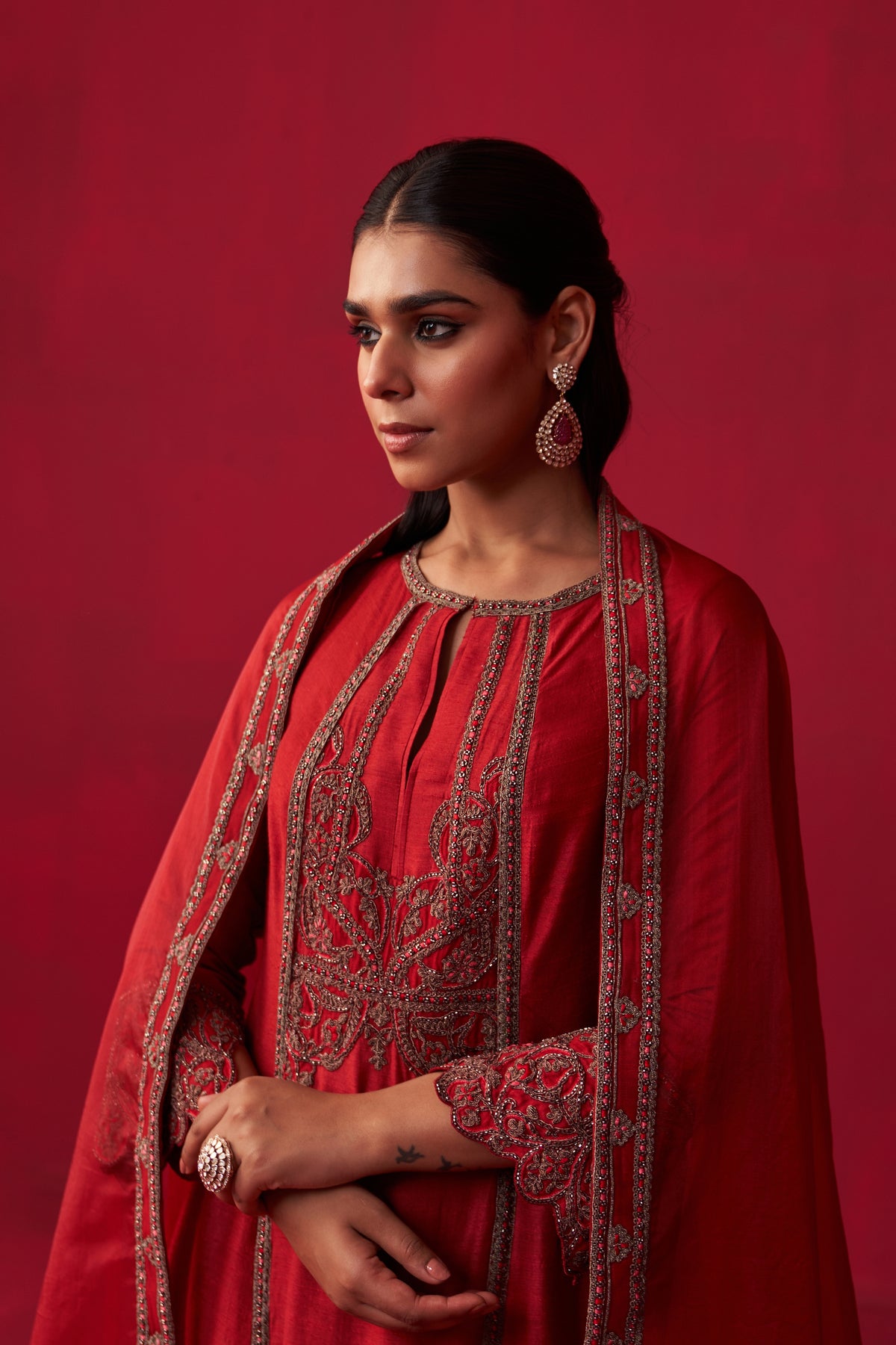 Red Metallic Bliss Kurta Set