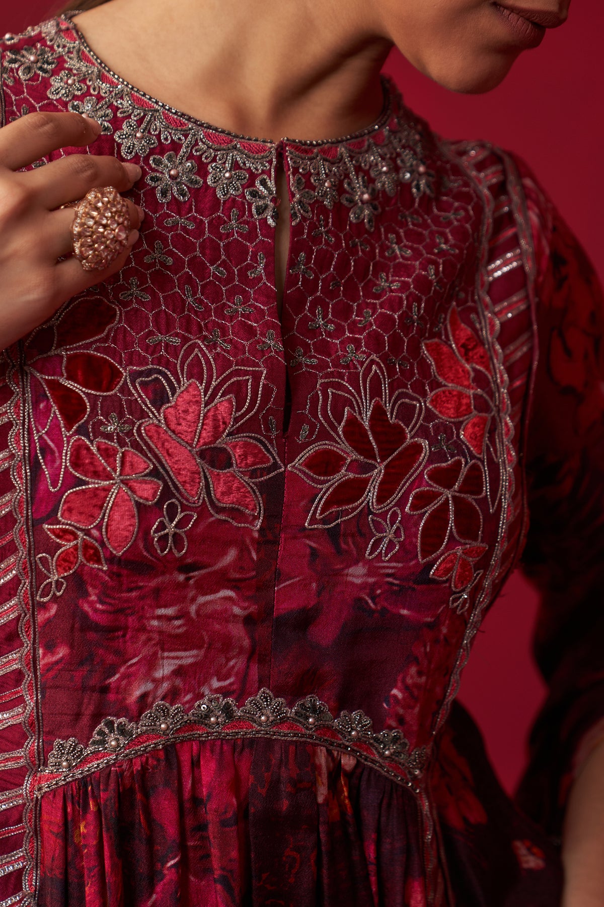 Pink Natures Bounty Long Kurta Set