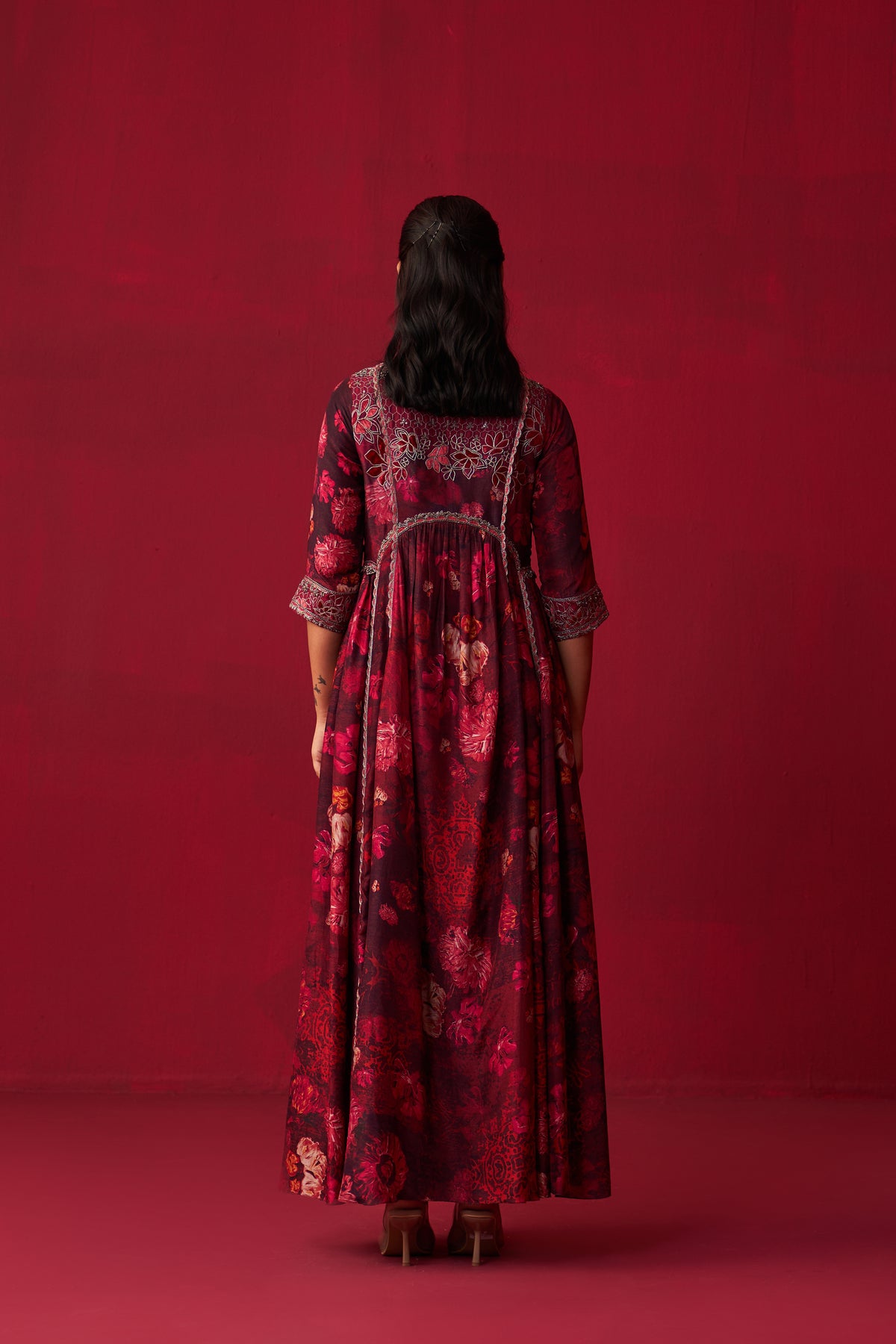 Pink Natures Bounty Paneled Kurta Set