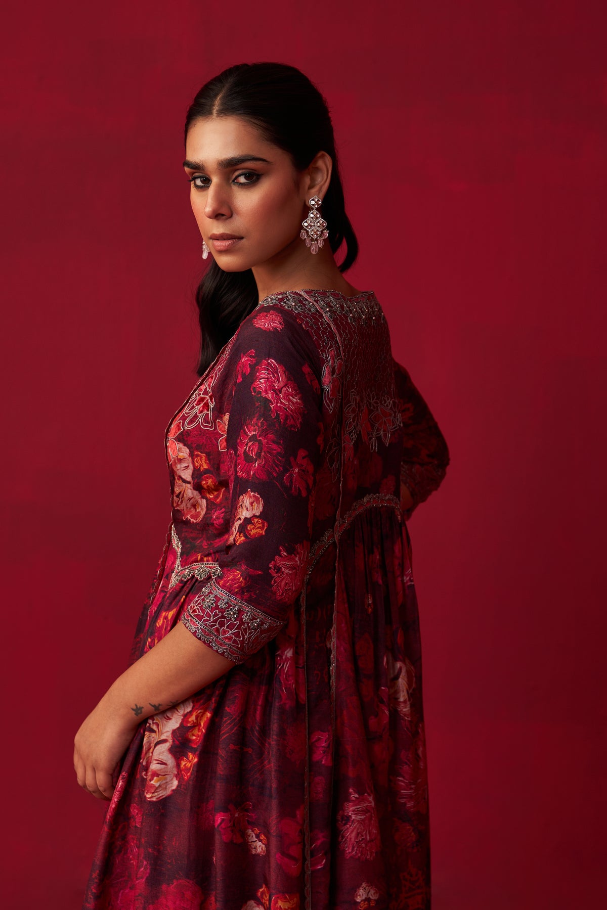 Pink Natures Bounty Paneled Kurta Set