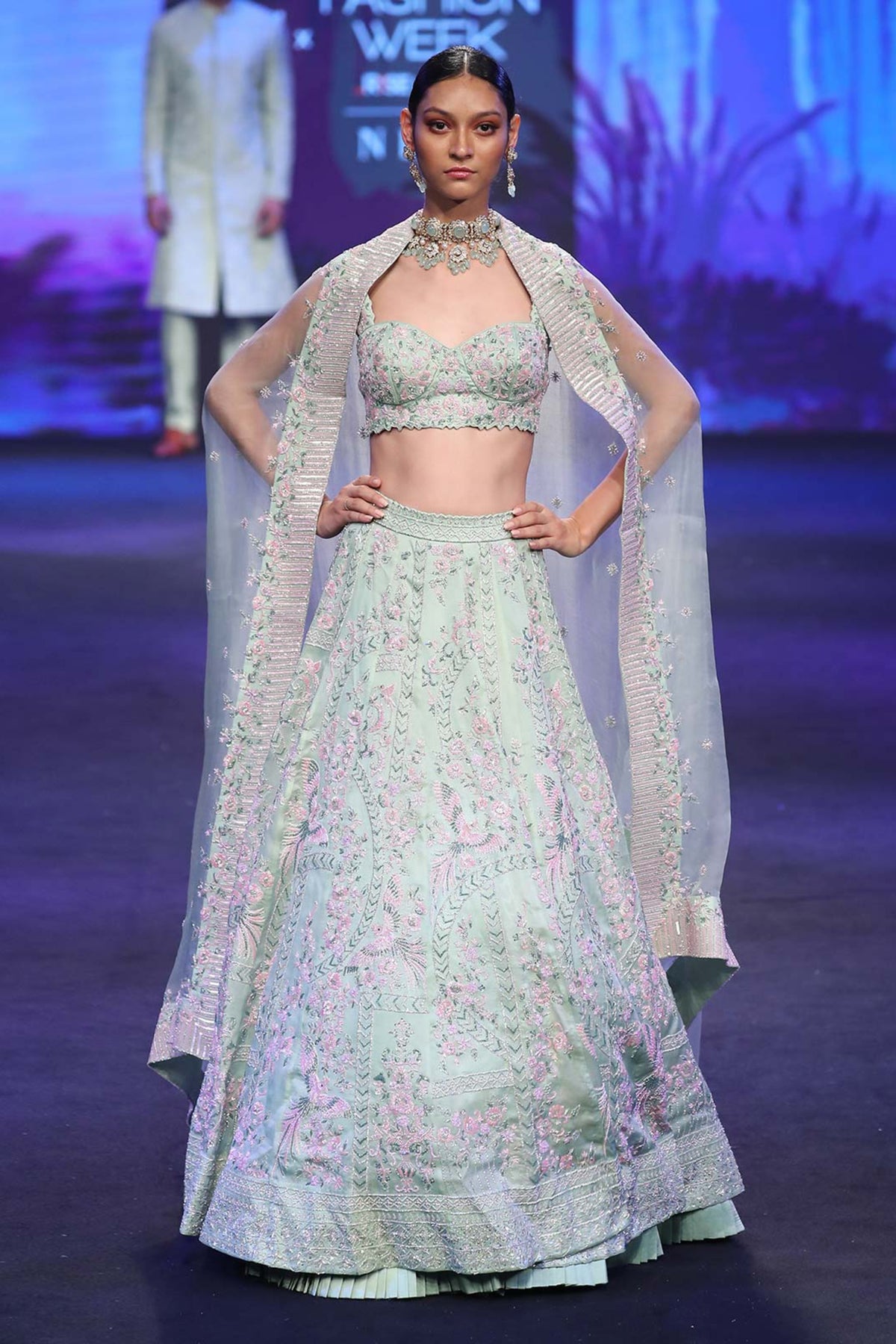 Pistachio green lehenga set