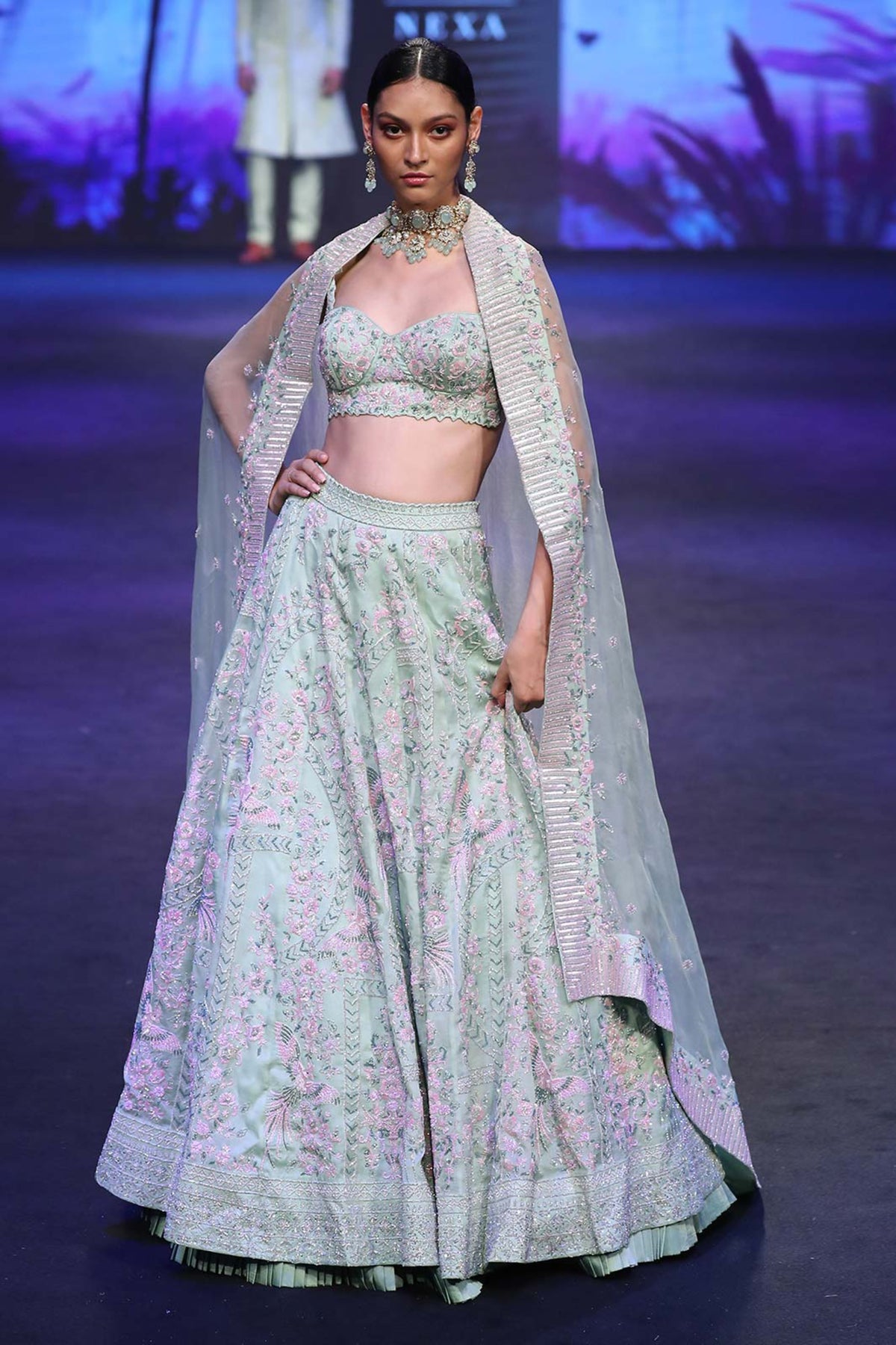 Pistachio green lehenga set