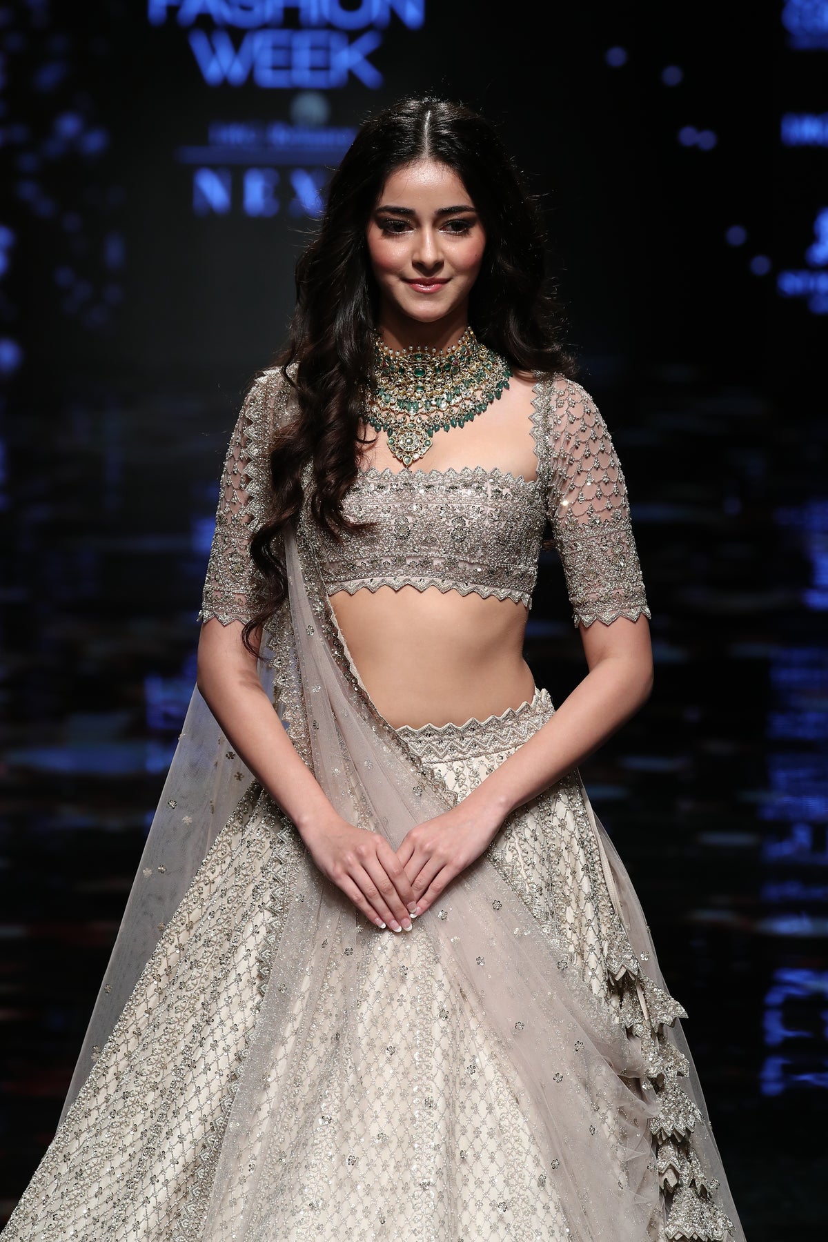 Ivory cutdana embroidery lehenga set