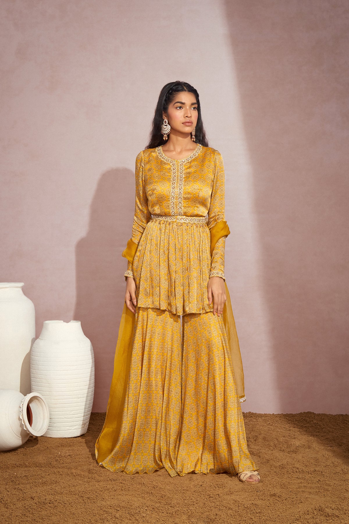 Mustard Yellow Sharara Set