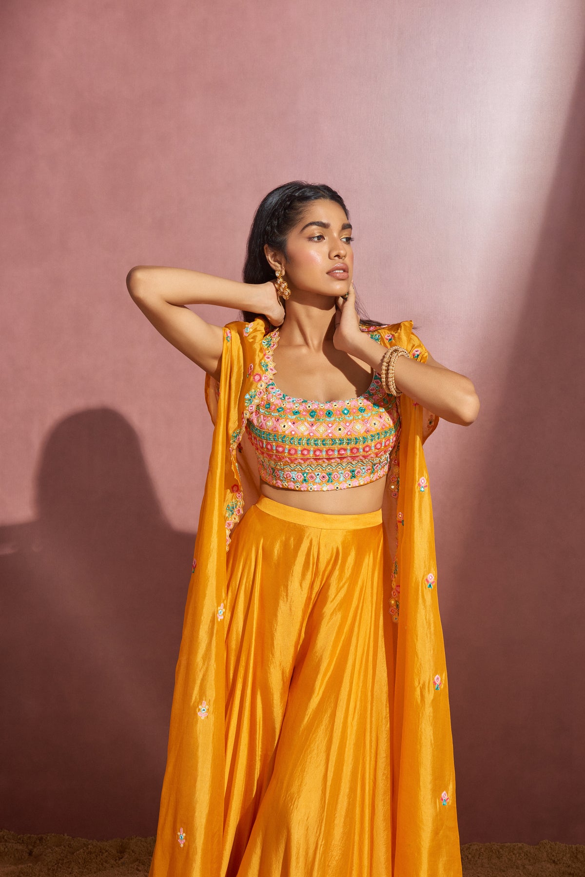 Yellow Silk Organza Sharara Set