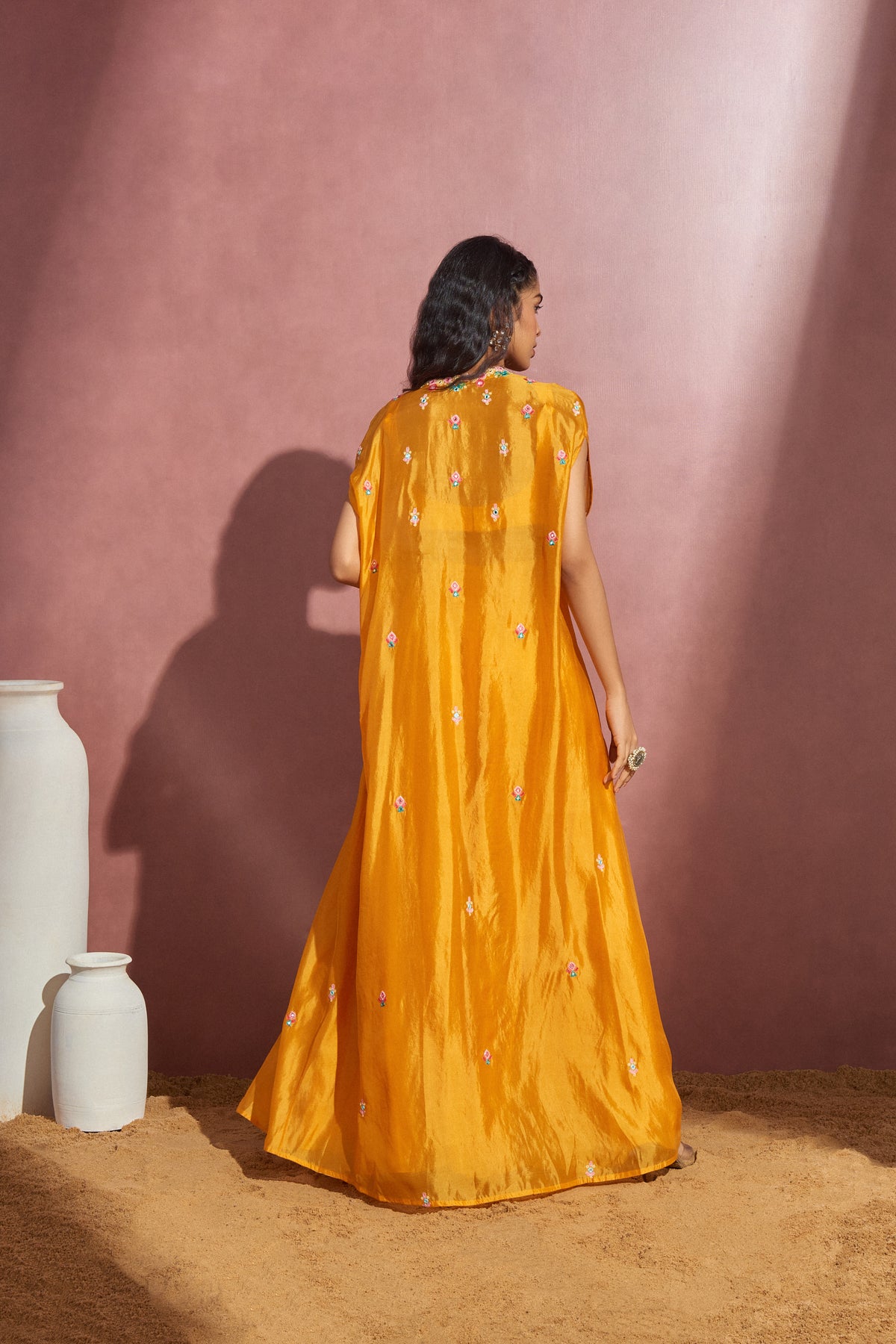 Yellow Silk Organza Sharara Set