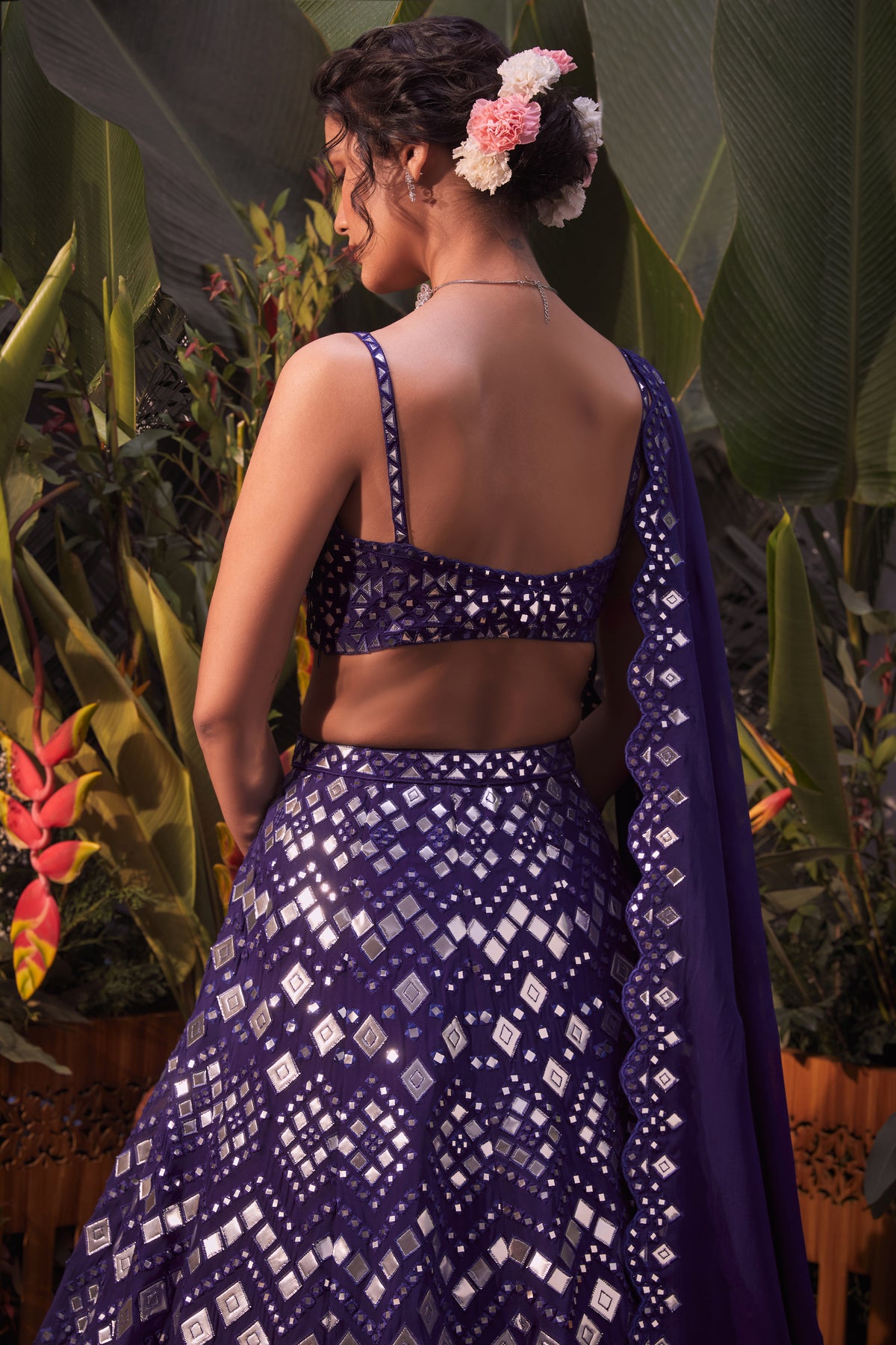 Purple foil lehenga set