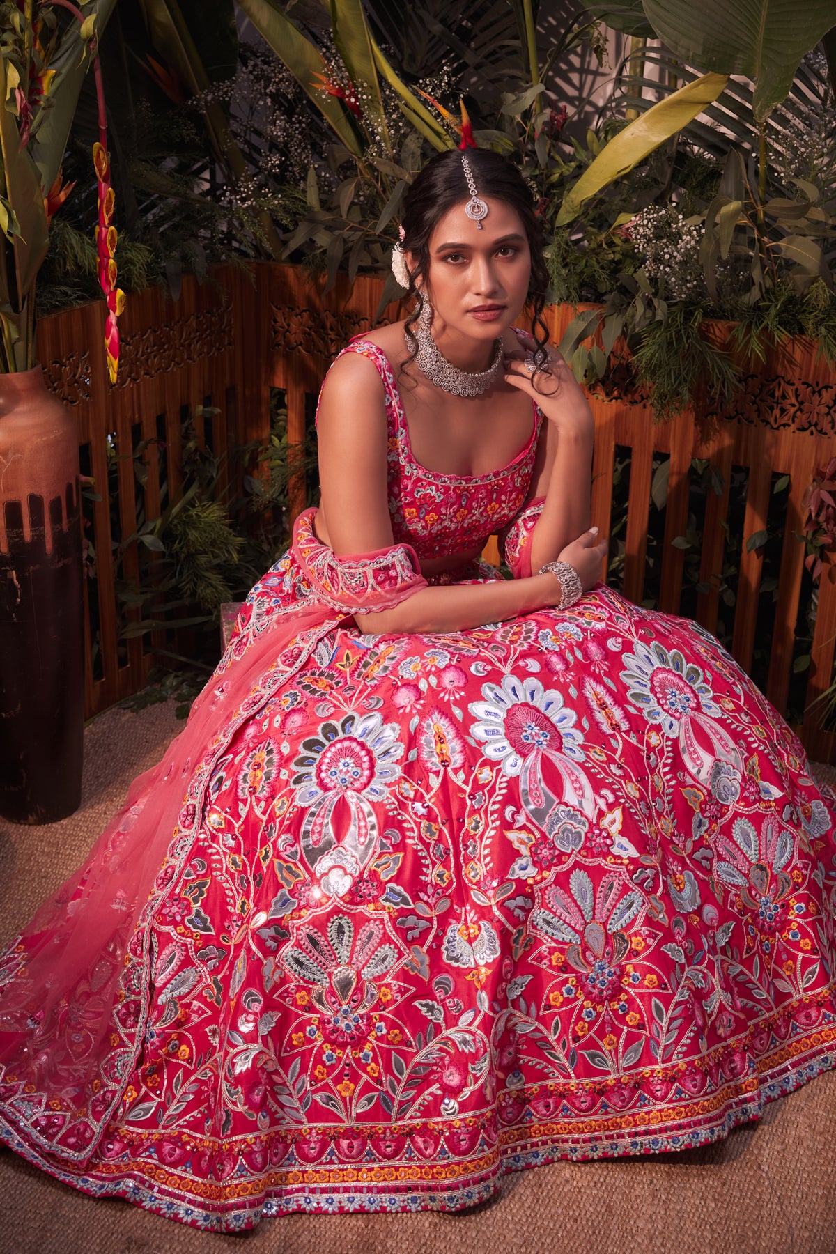 Coral orange lehenga set