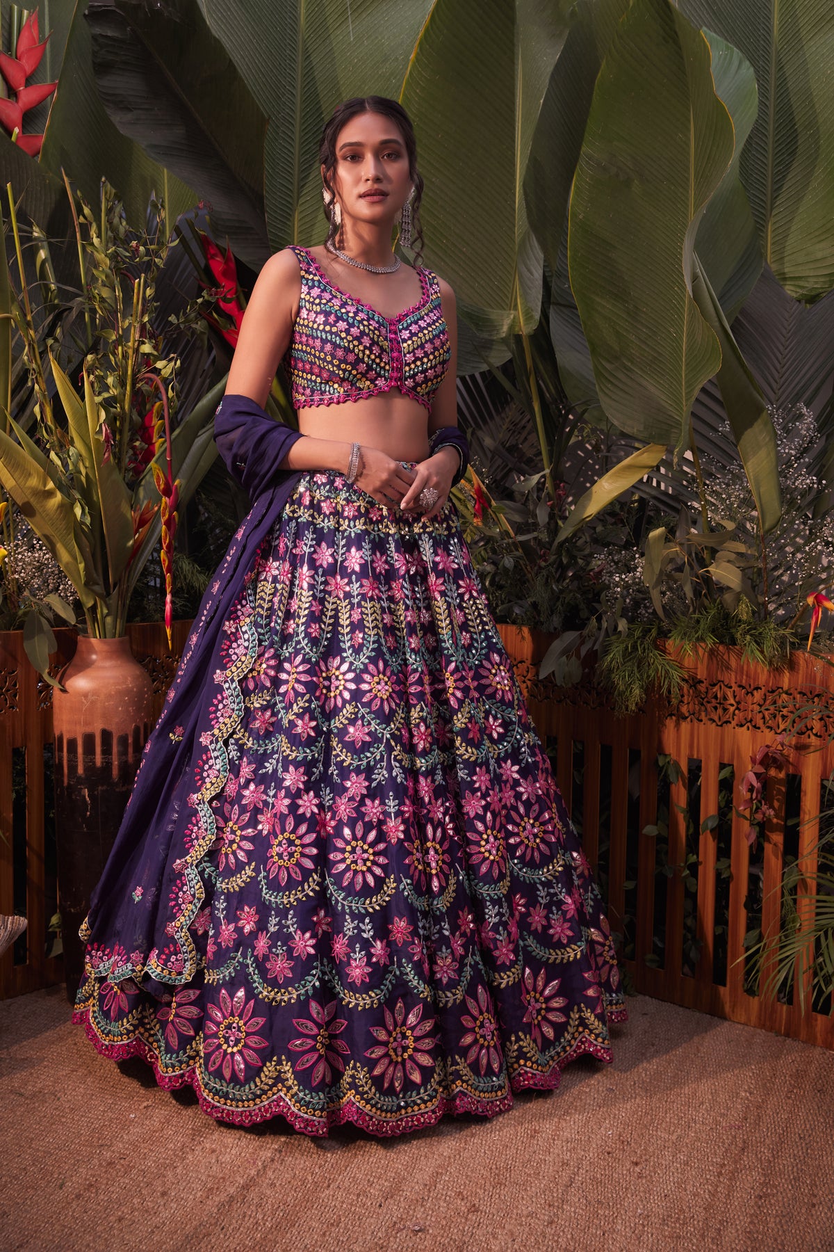 Purple magenta lehenga set