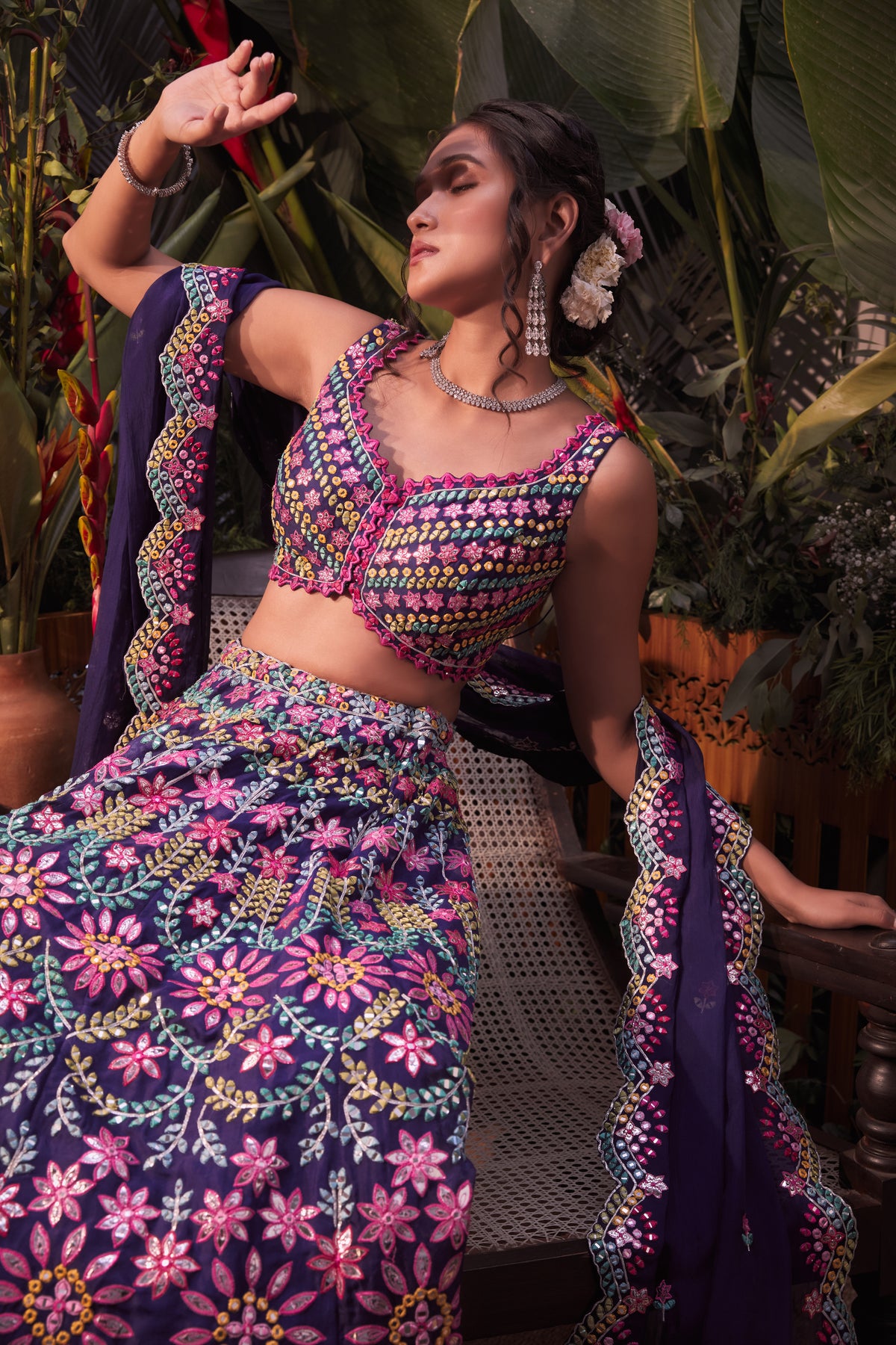 Purple magenta lehenga set