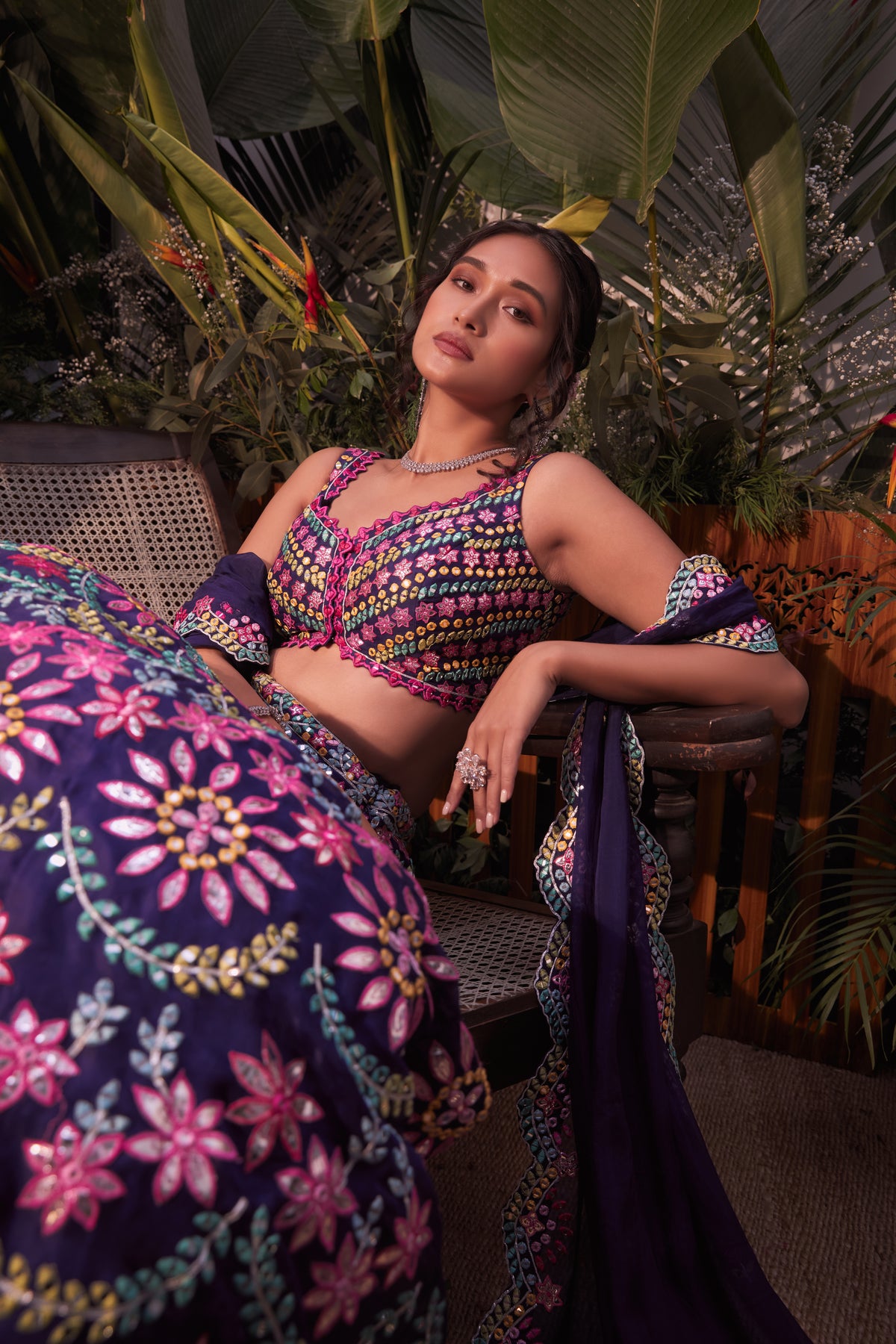 Purple magenta lehenga set