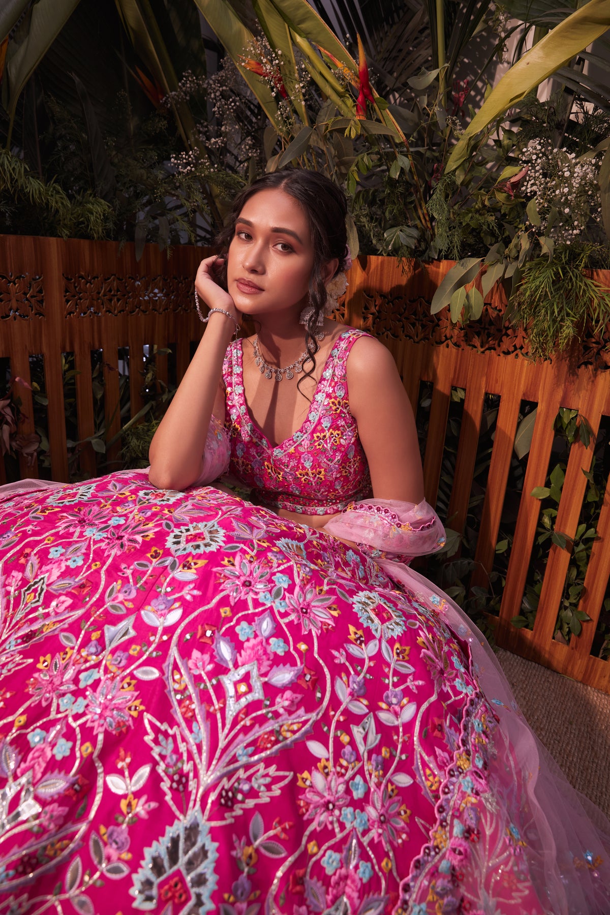 Fushcia pink lehenga set