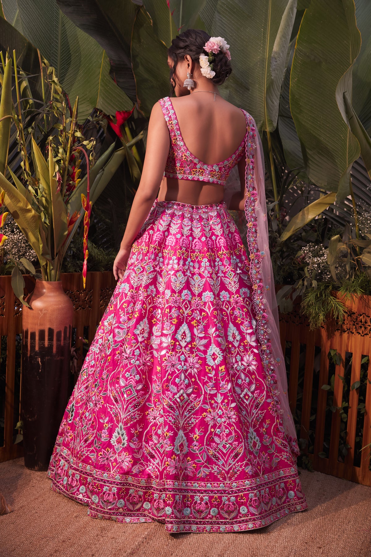 Fushcia pink lehenga set