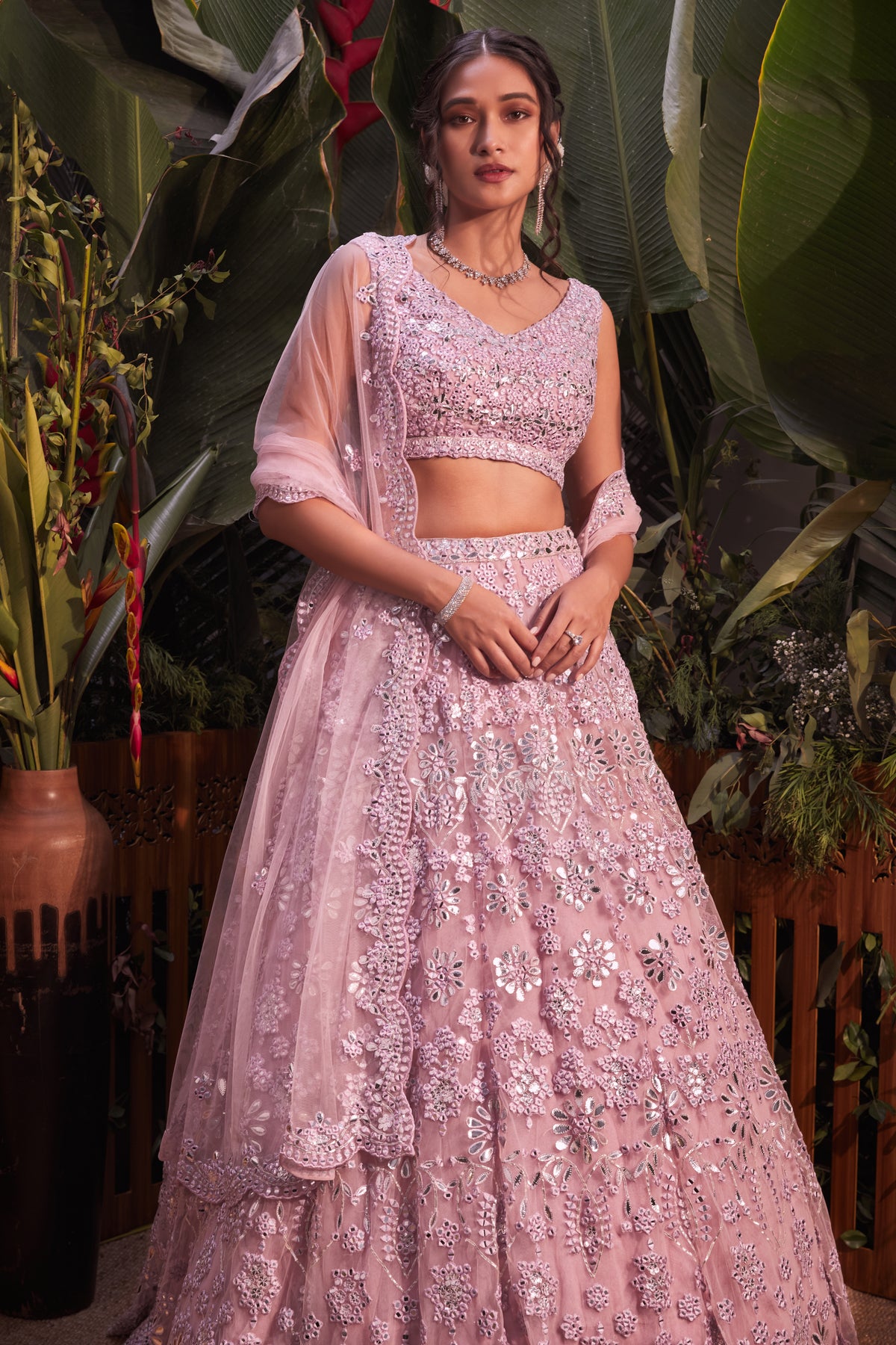 Taupe Mirror lehenga set