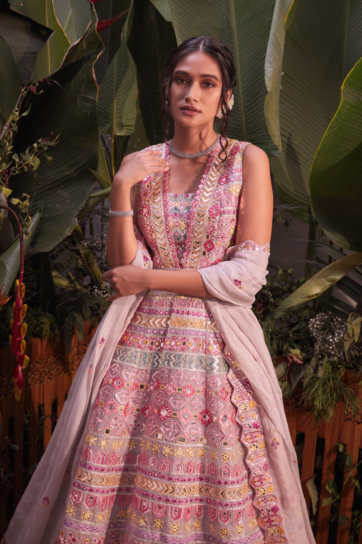 Grey organza skirt set