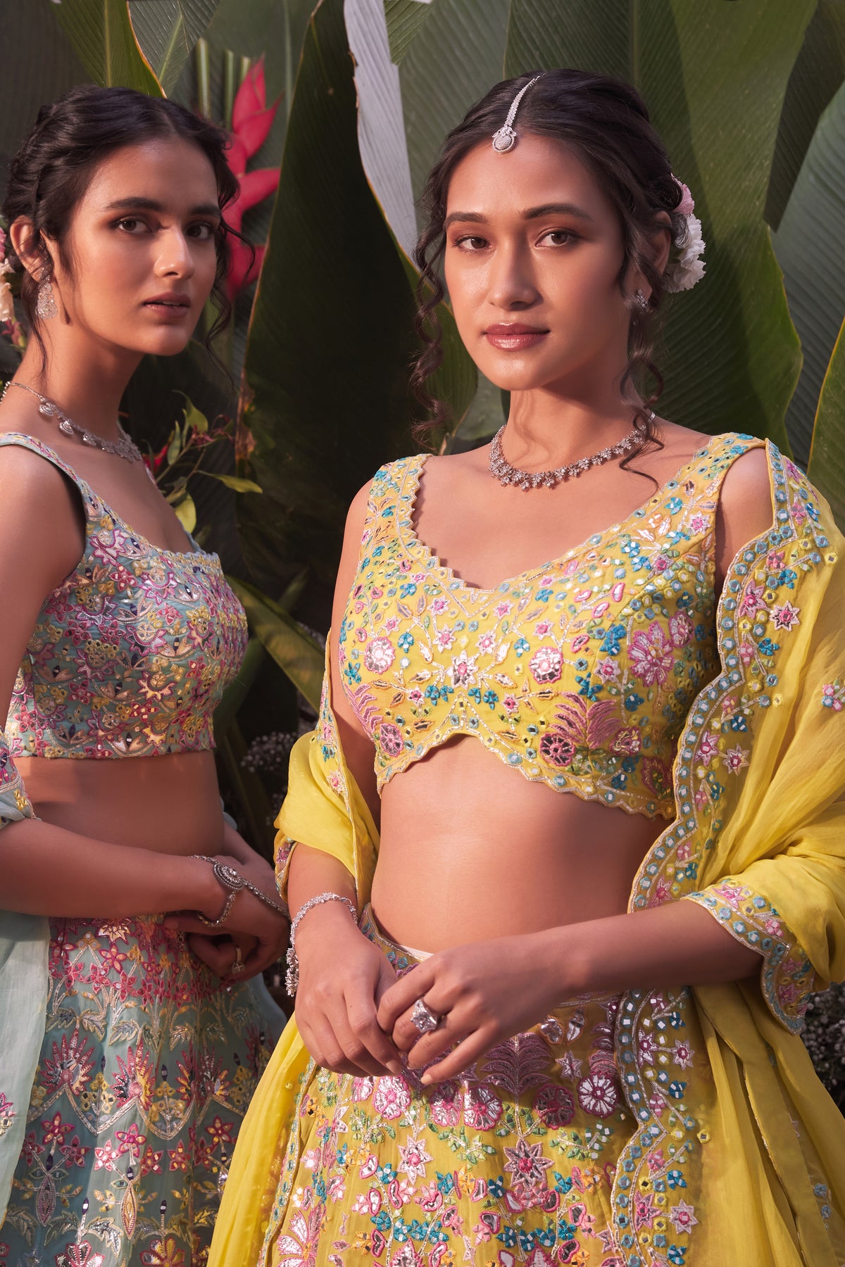 Turqoise floral lehenga set