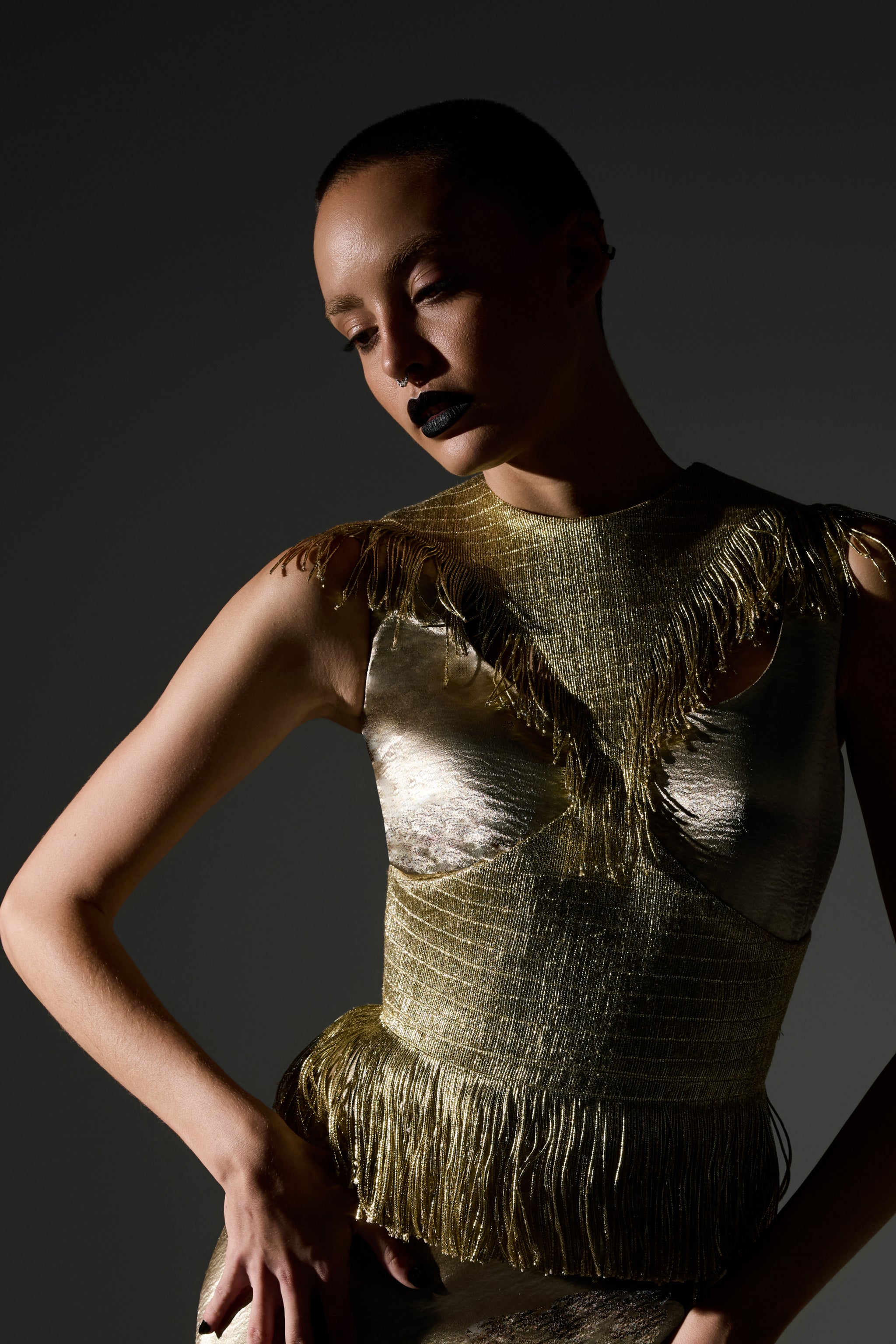 Silver metallic fringe dress cheap