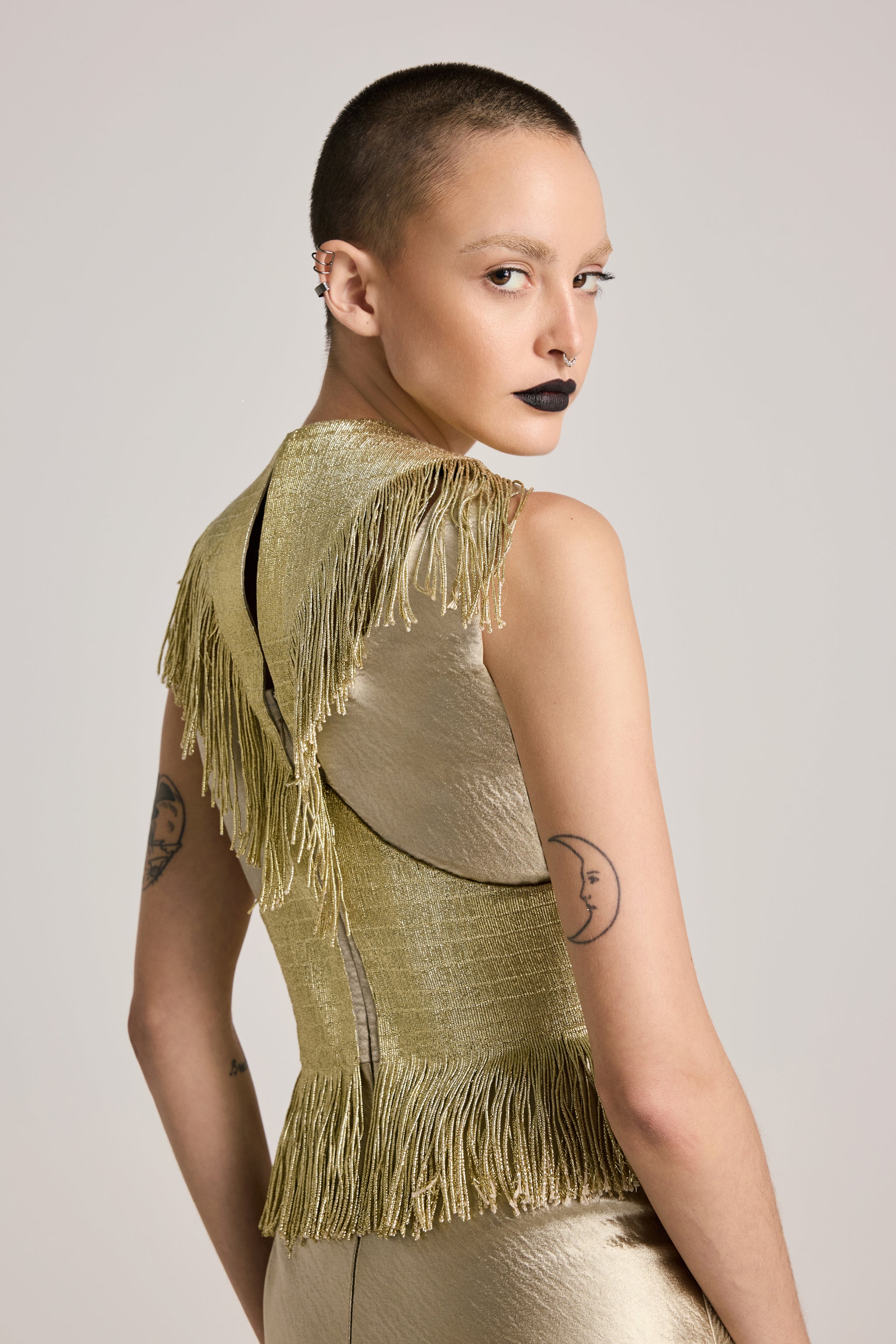 AKHL Metallic Fringe Tassel Dress Elahe