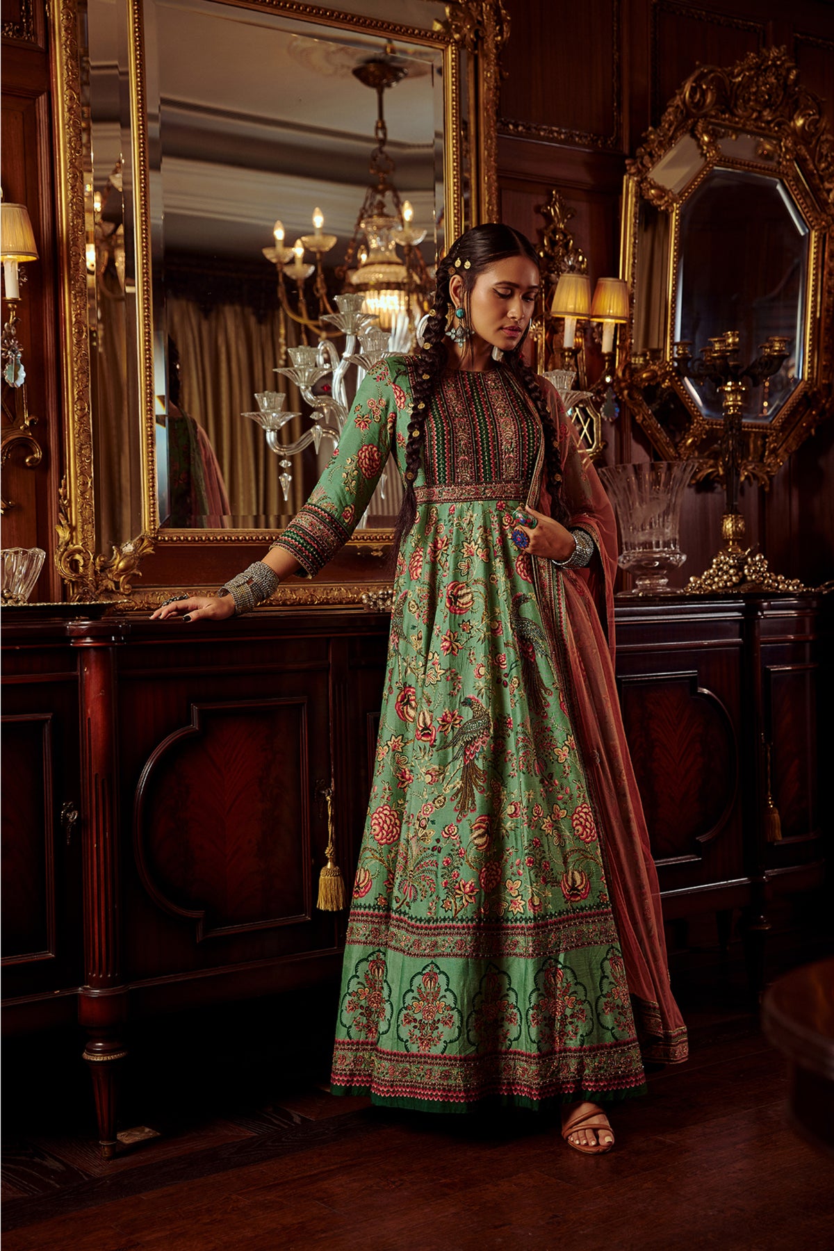 Bageecha peacock anarkali set