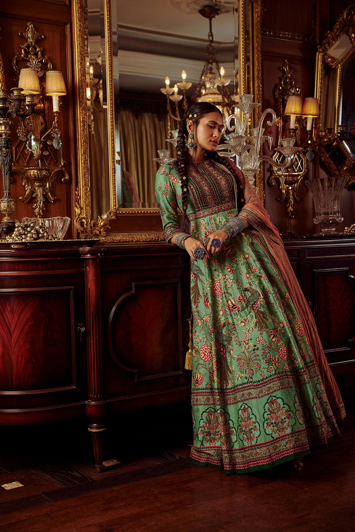 Bageecha peacock anarkali set