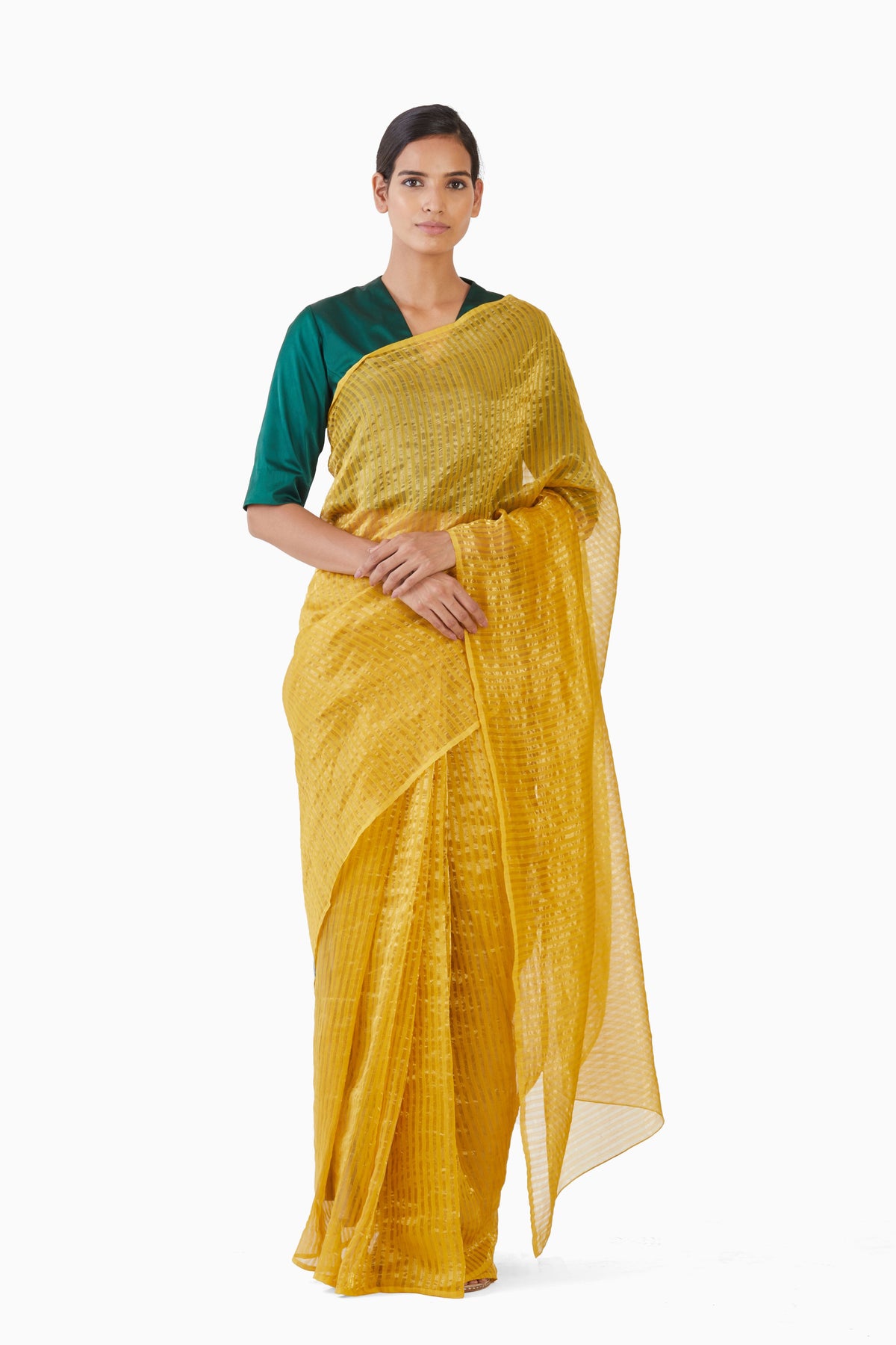 Handwoven yellow saree