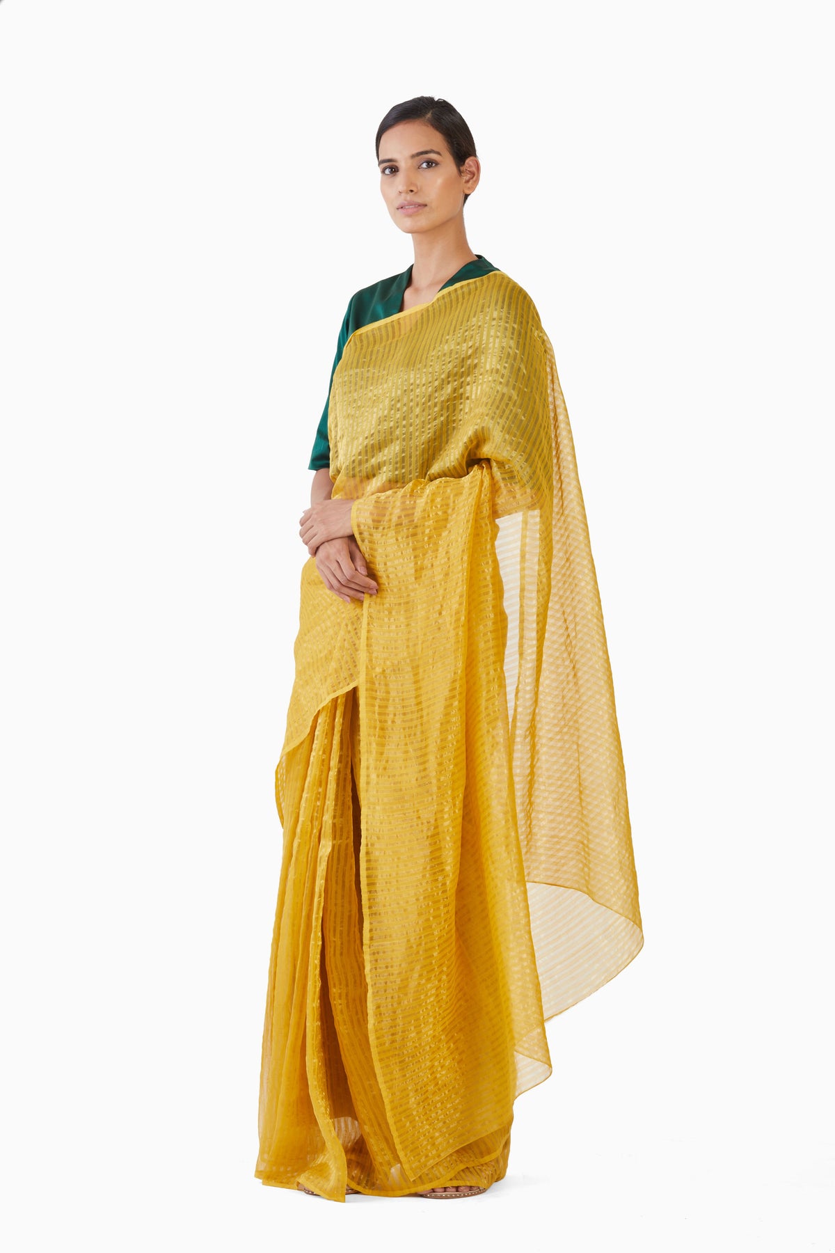 Handwoven yellow saree
