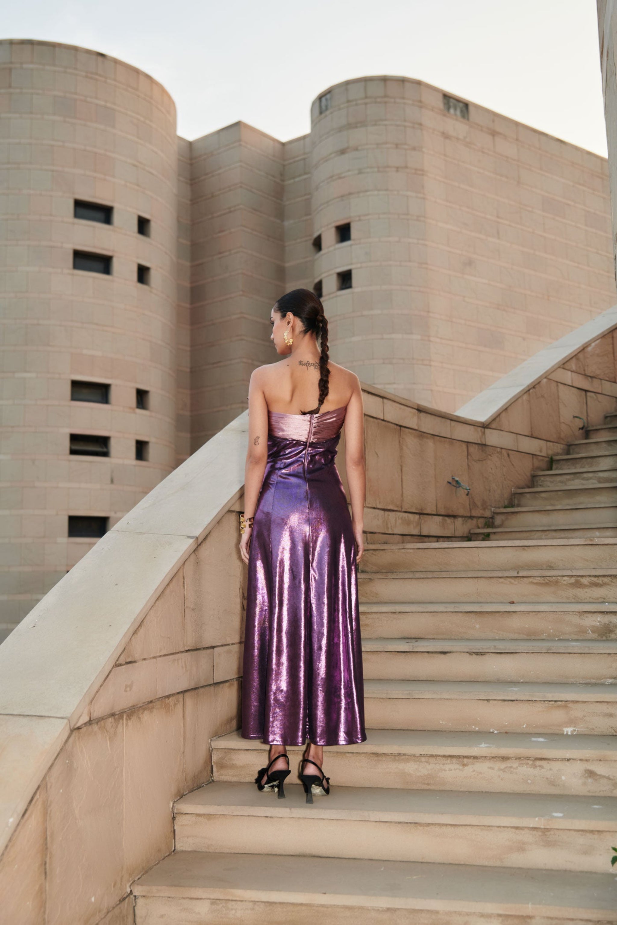 purple tube dress La Femme 32300 - Long Liquid Jersey Sheath Dress
