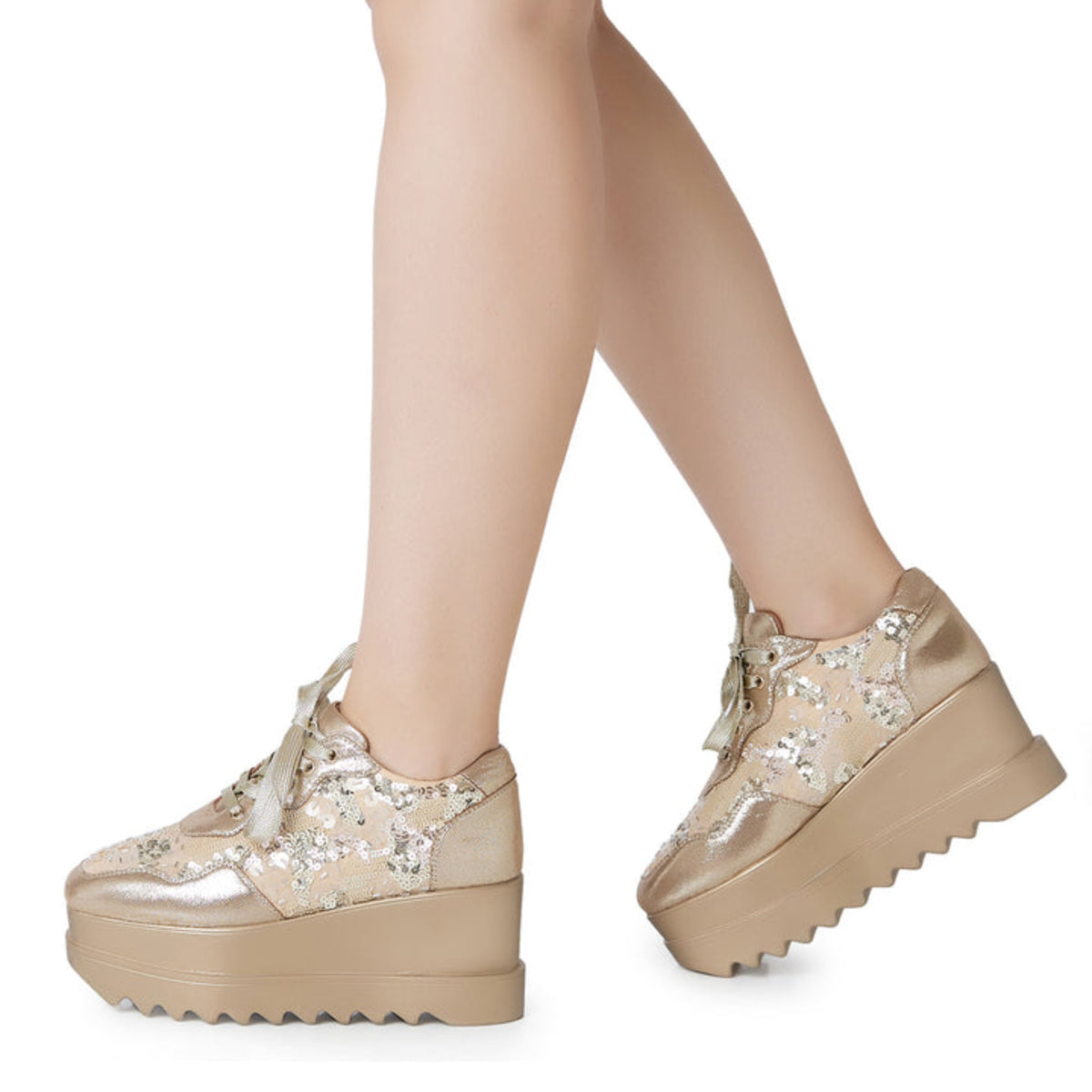 Cinnamon Sugar Wedding Wedge Sneakers