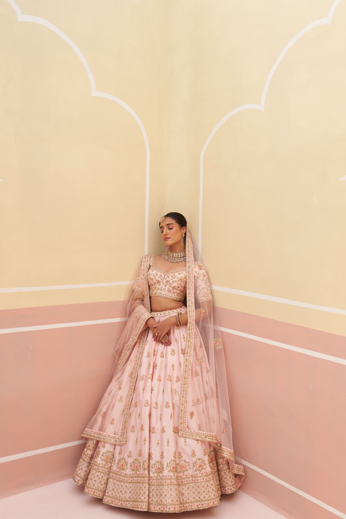 Pink Raw Silk Lehenga Set