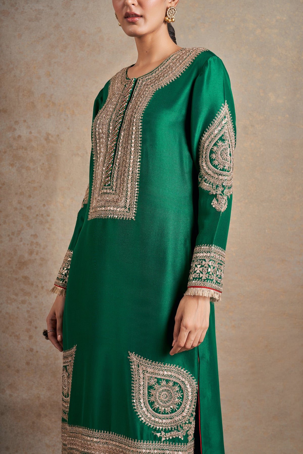 Sophisticated Emerald Silk Kurta Set