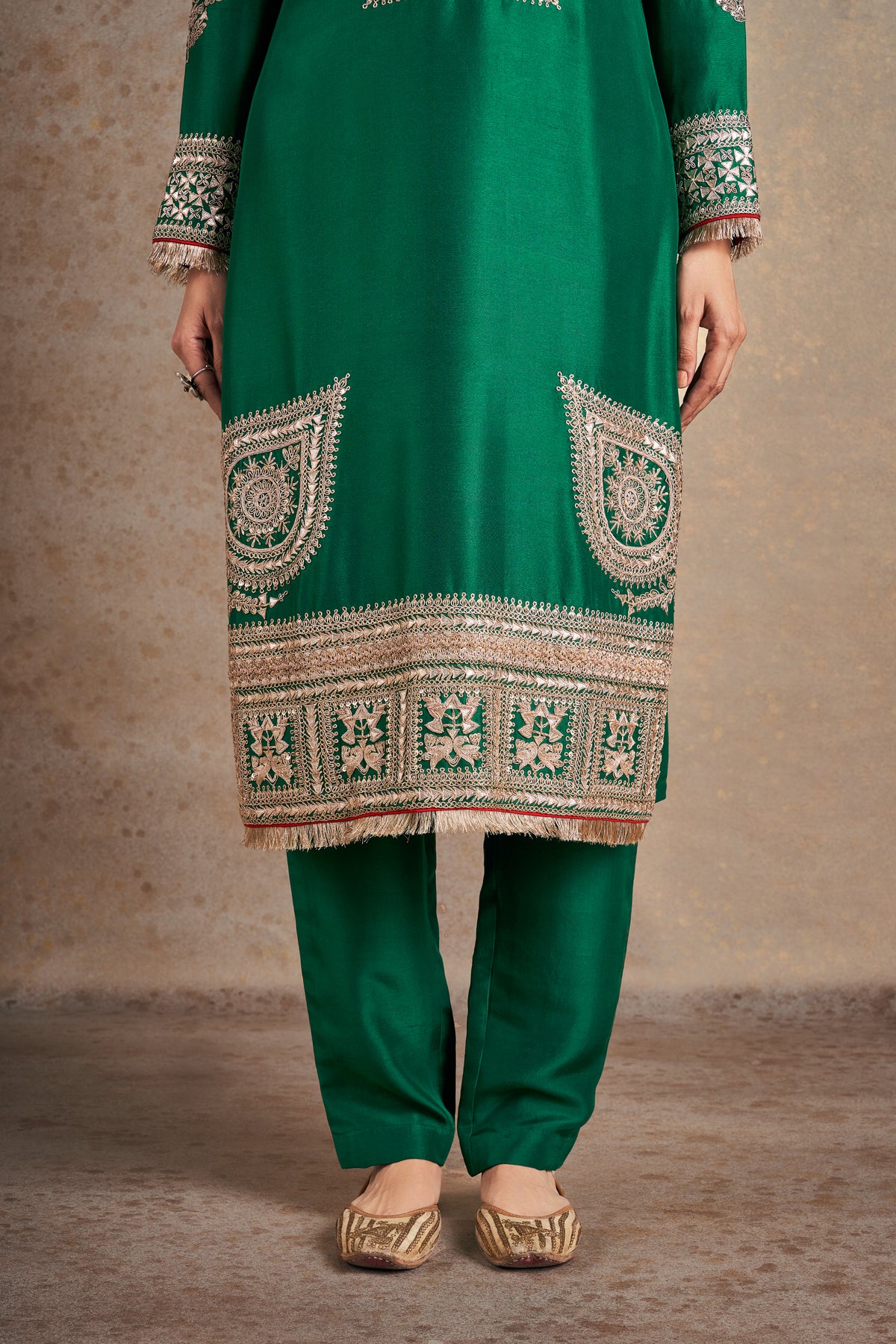 Sophisticated Emerald Silk Kurta Set