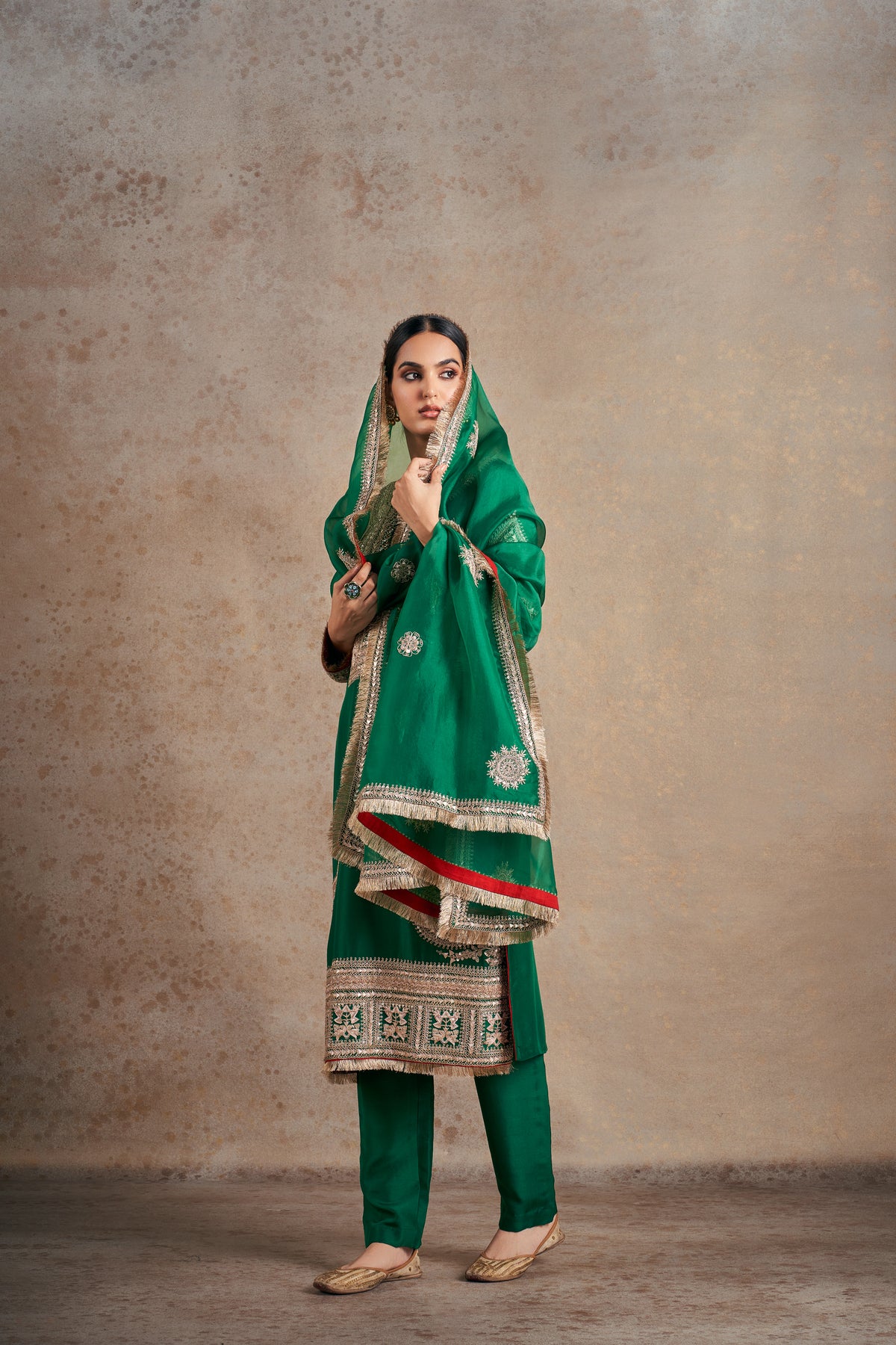 Sophisticated Emerald Silk Kurta Set