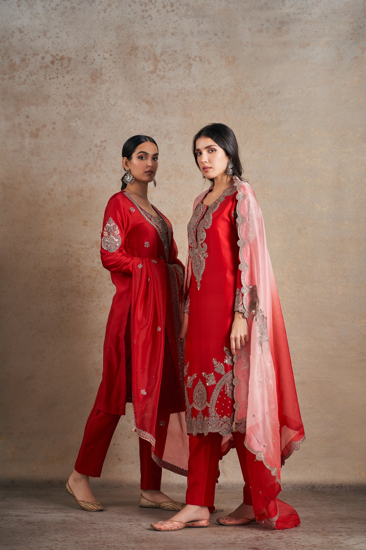 Classic Red Dori Shaded Kurta Set