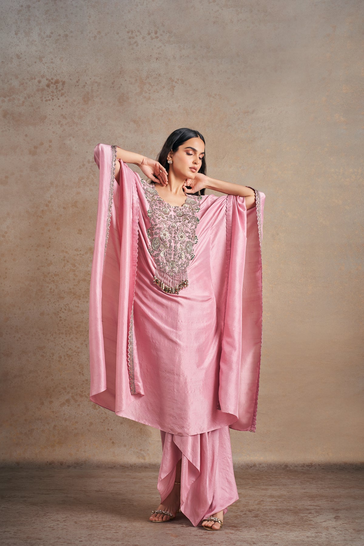 Lilac Kaftan With Drape Skirt